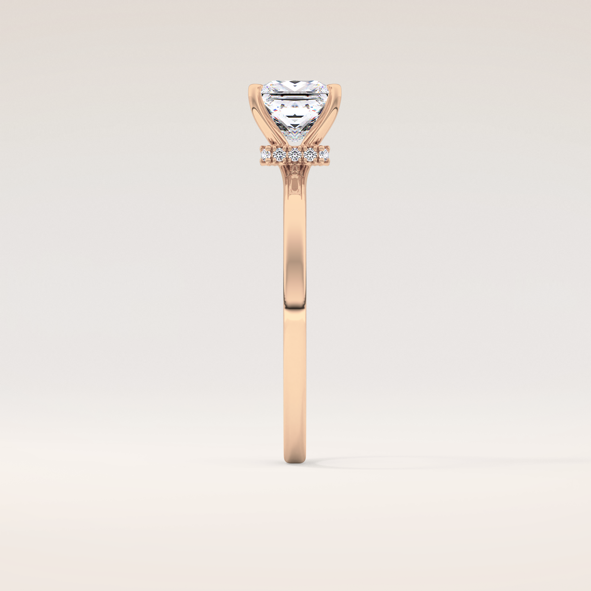 1.04 CT Princess Shaped Hidden Halo Moissanite Engagement Ring