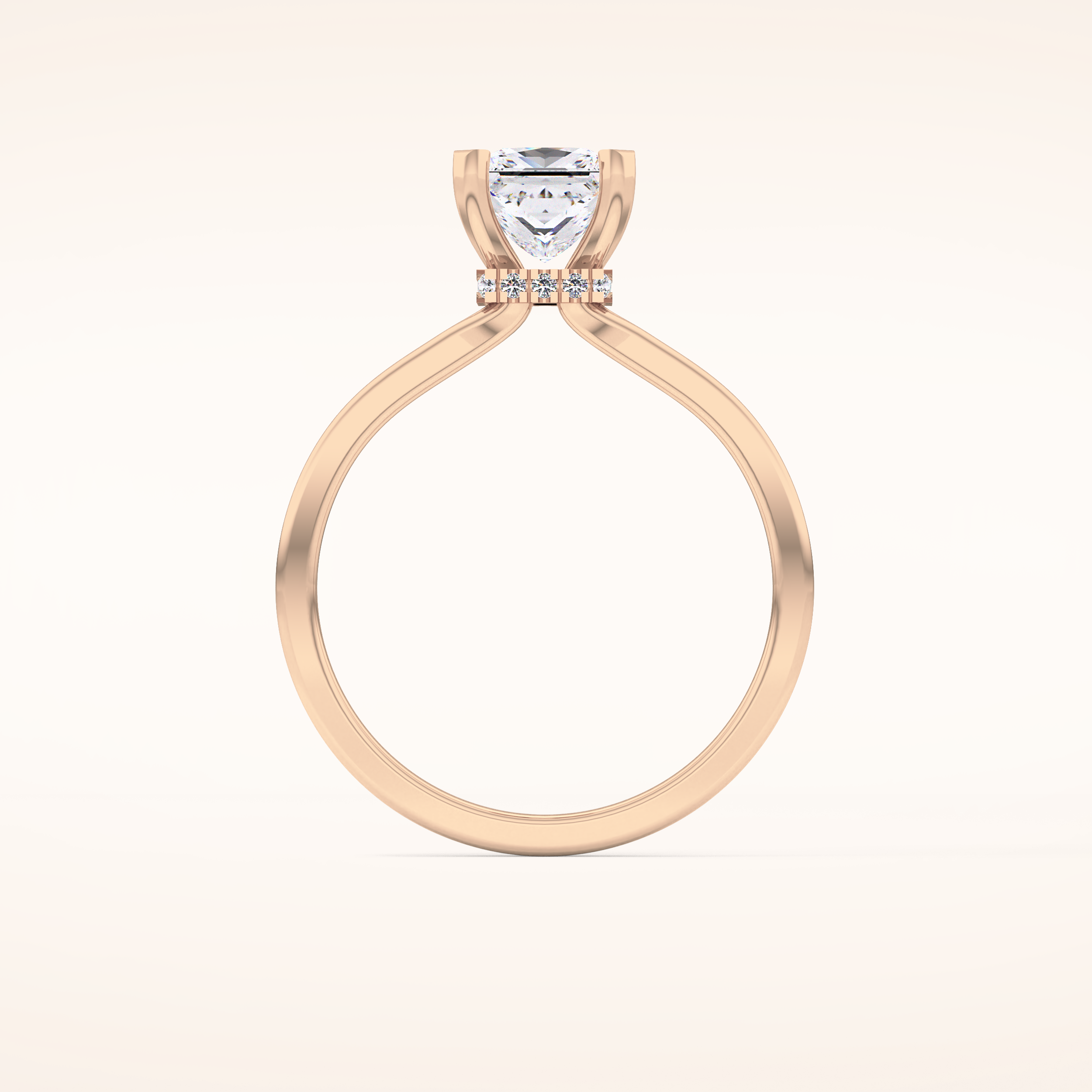 1.04 CT Princess Shaped Hidden Halo Moissanite Engagement Ring