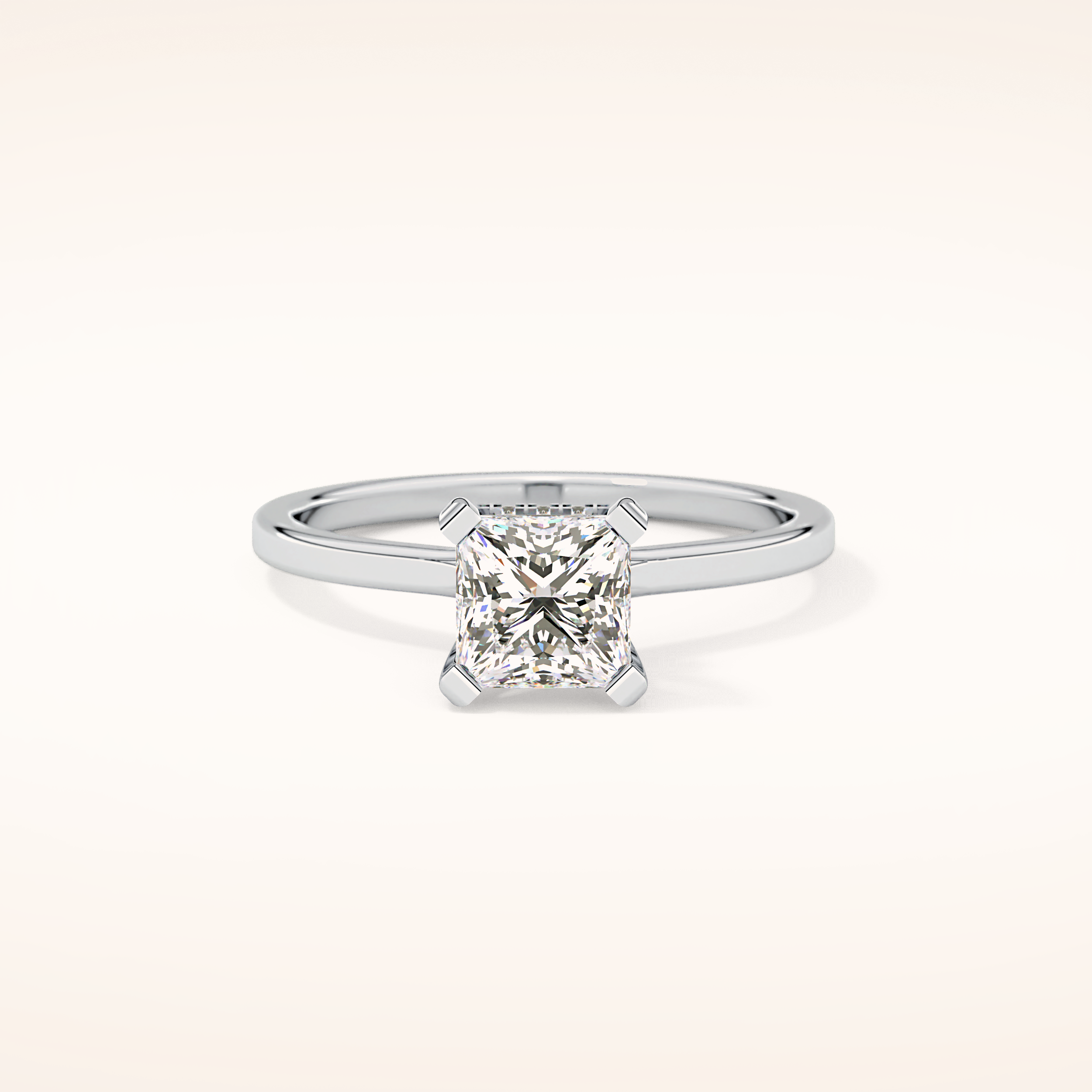 1.04 CT Princess Shaped Hidden Halo Moissanite Engagement Ring