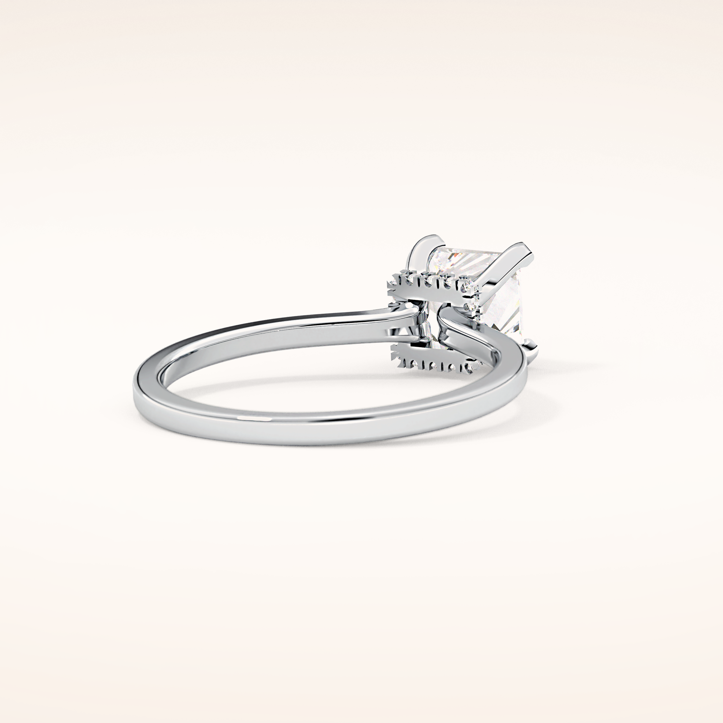 1.04 CT Princess Shaped Hidden Halo Moissanite Engagement Ring