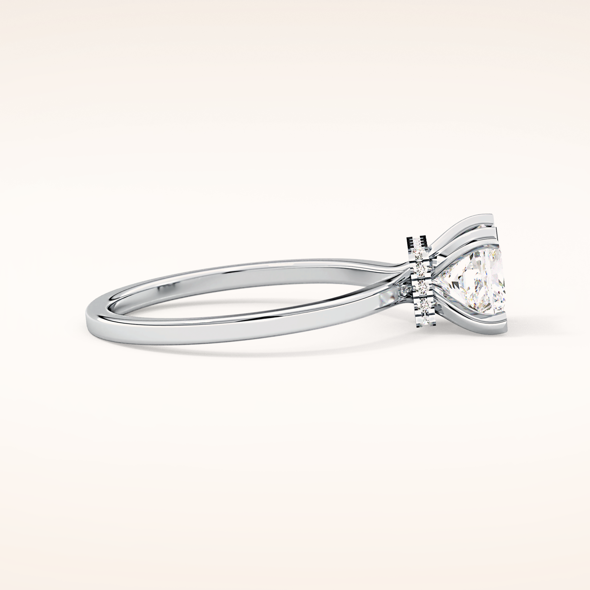 1.04 CT Princess Shaped Hidden Halo Moissanite Engagement Ring
