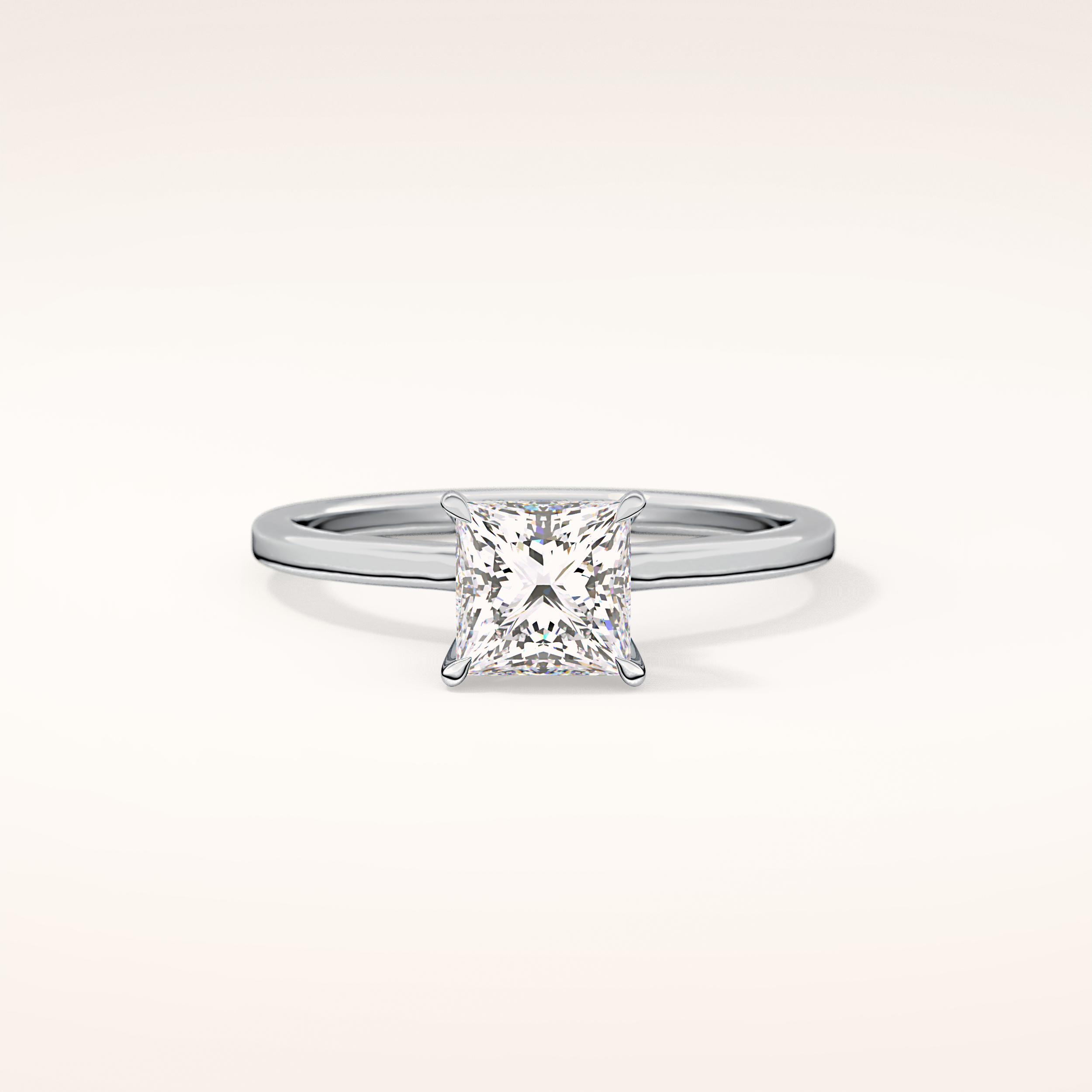 1.04 CT Princess Shaped Hidden Halo Moissanite Engagement Ring
