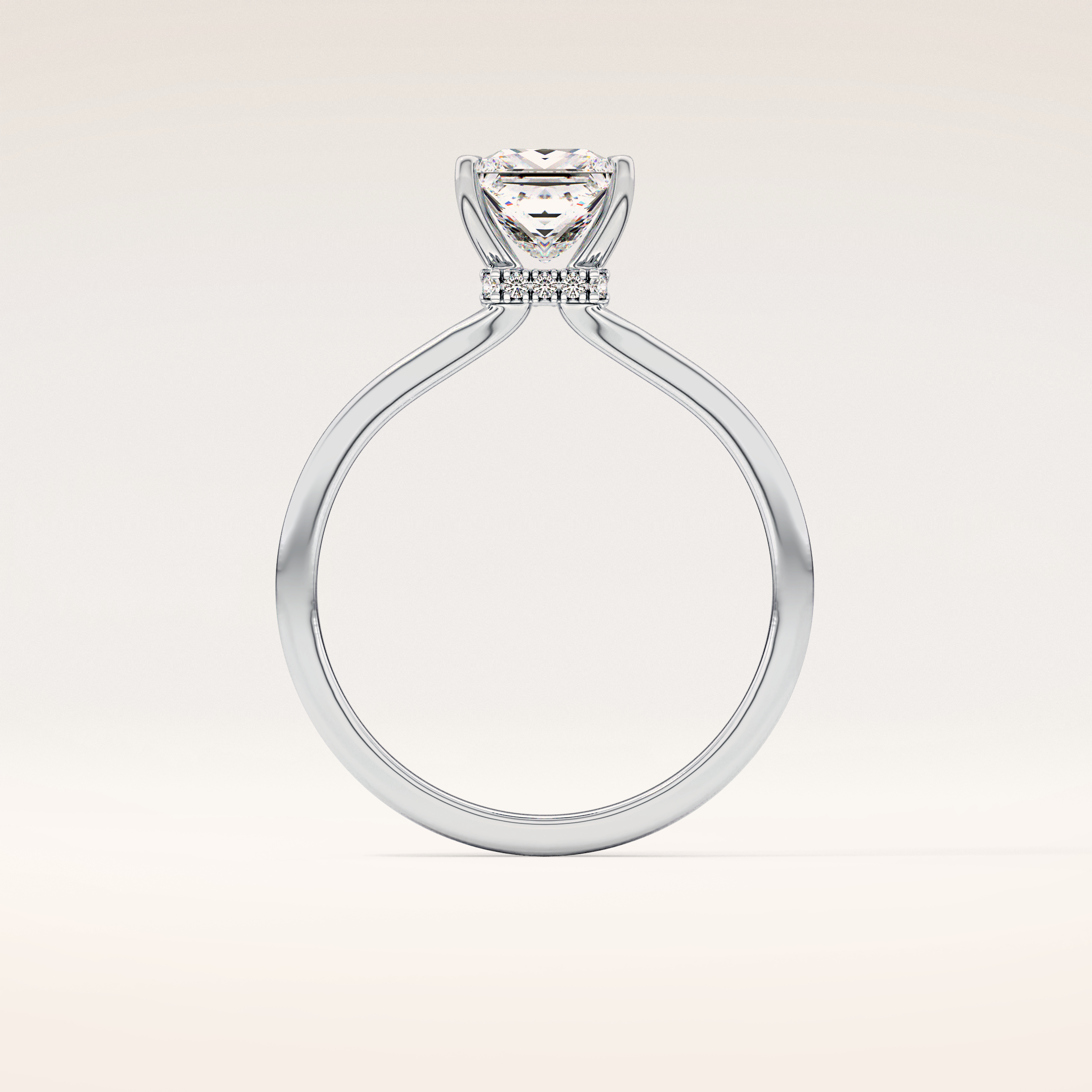 1.04 CT Princess Shaped Hidden Halo Moissanite Engagement Ring