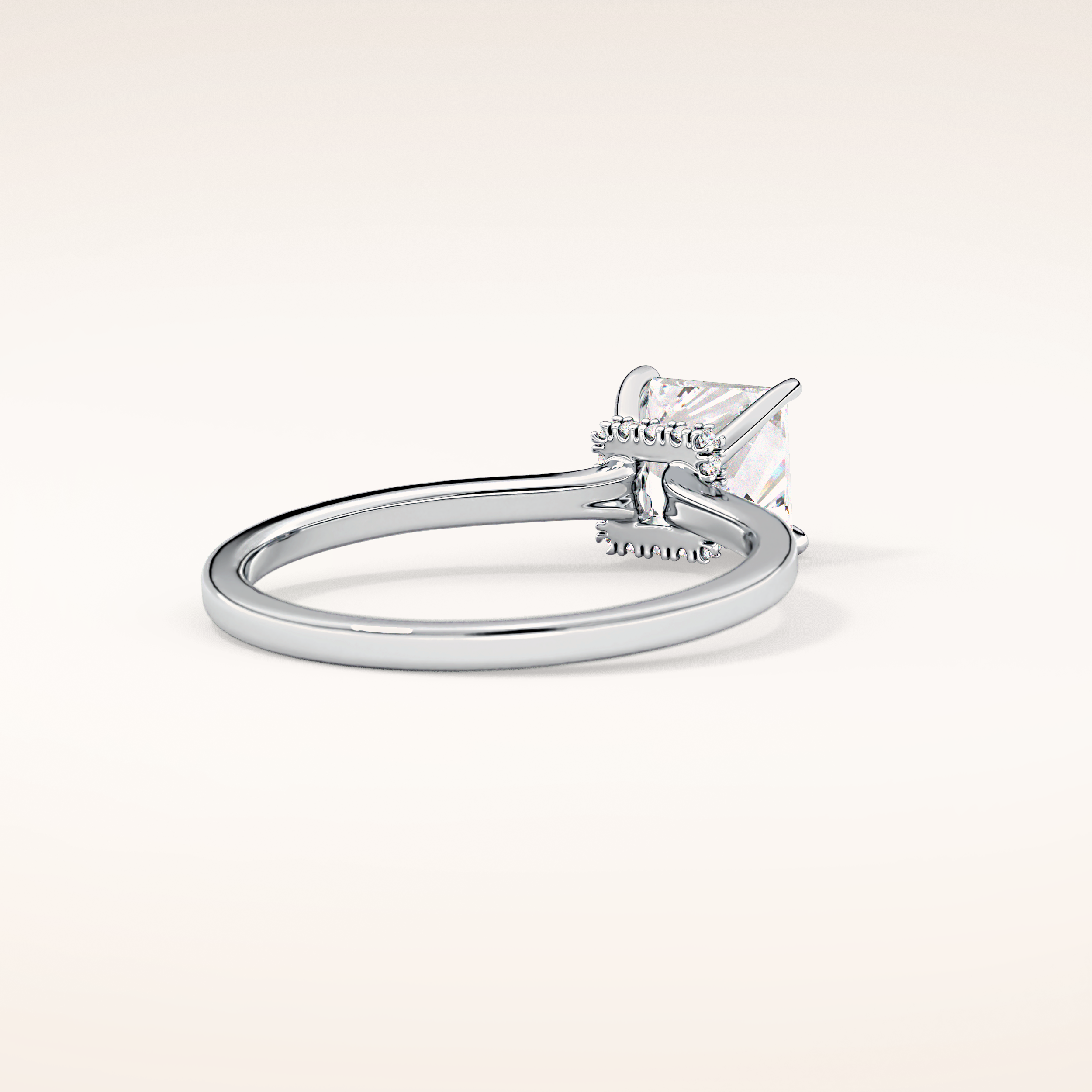 1.04 CT Princess Shaped Hidden Halo Moissanite Engagement Ring