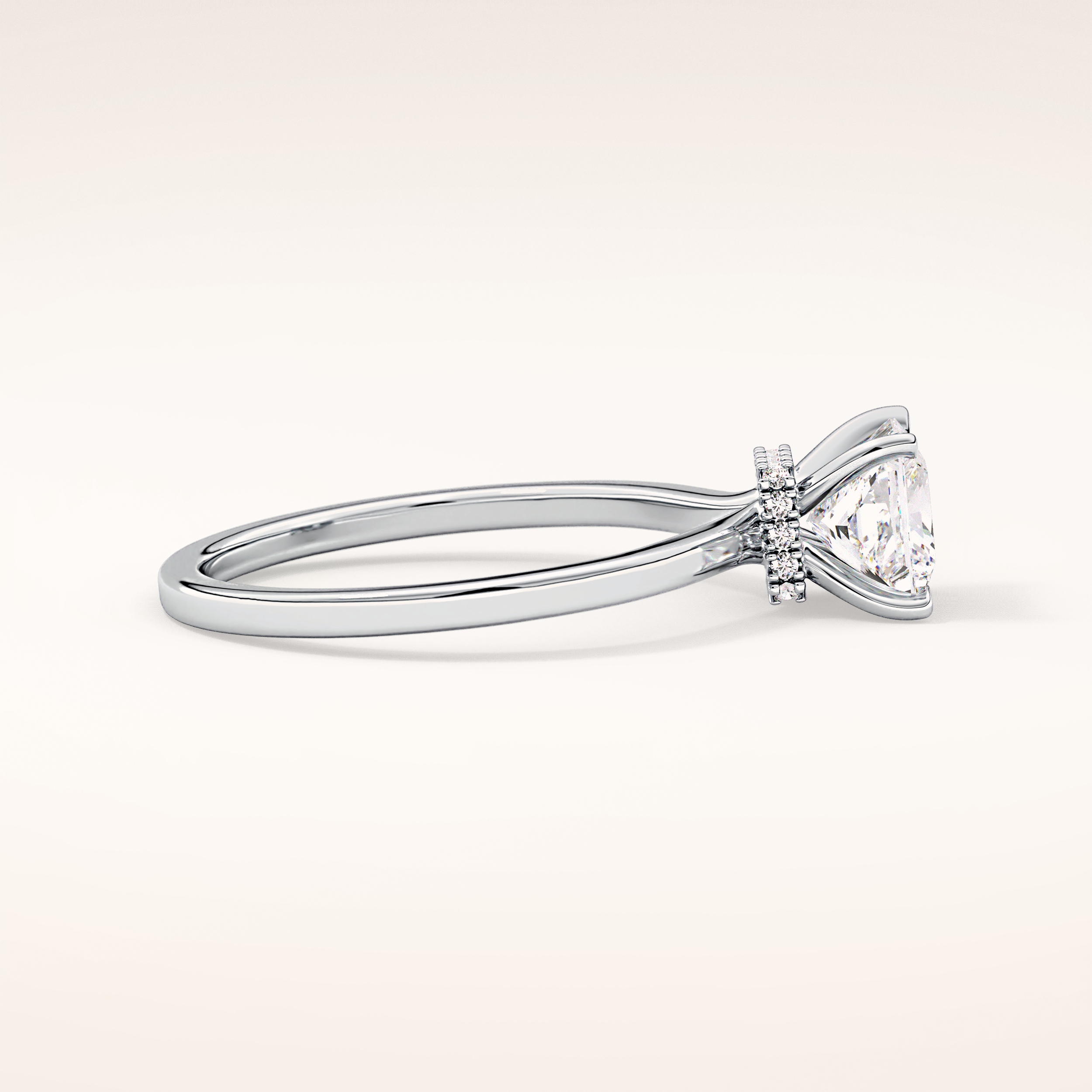 1.04 CT Princess Shaped Hidden Halo Moissanite Engagement Ring