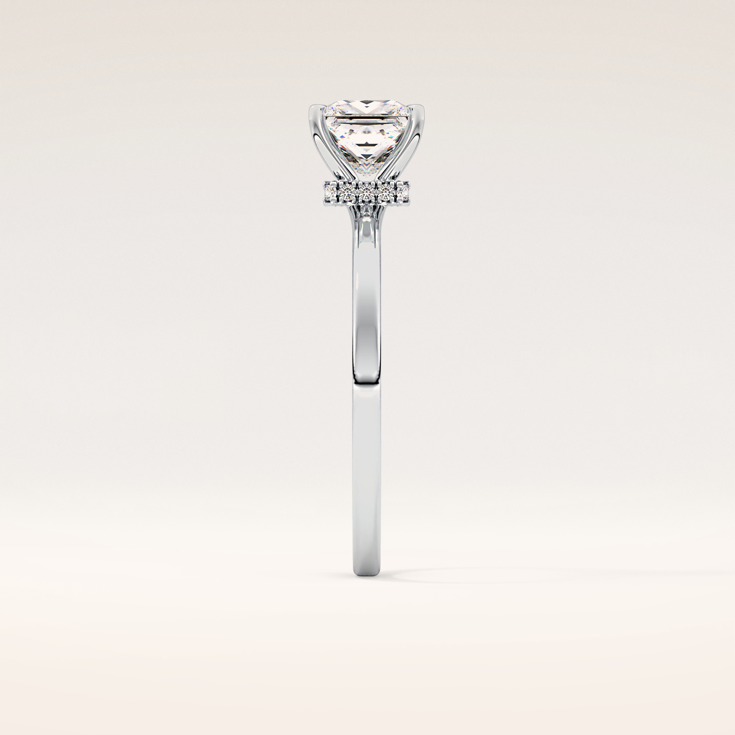 1.04 CT Princess Shaped Hidden Halo Moissanite Engagement Ring
