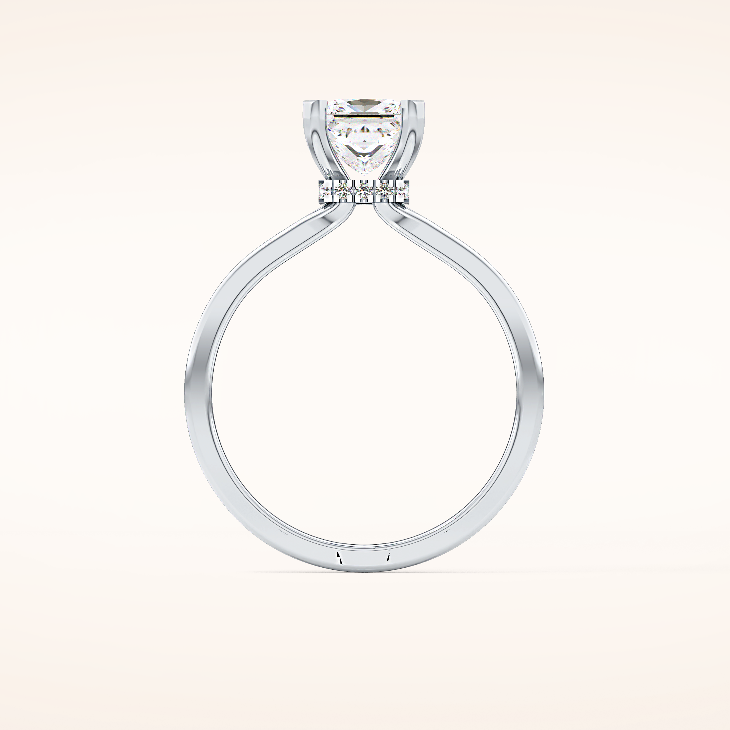1.04 CT Princess Shaped Hidden Halo Moissanite Engagement Ring