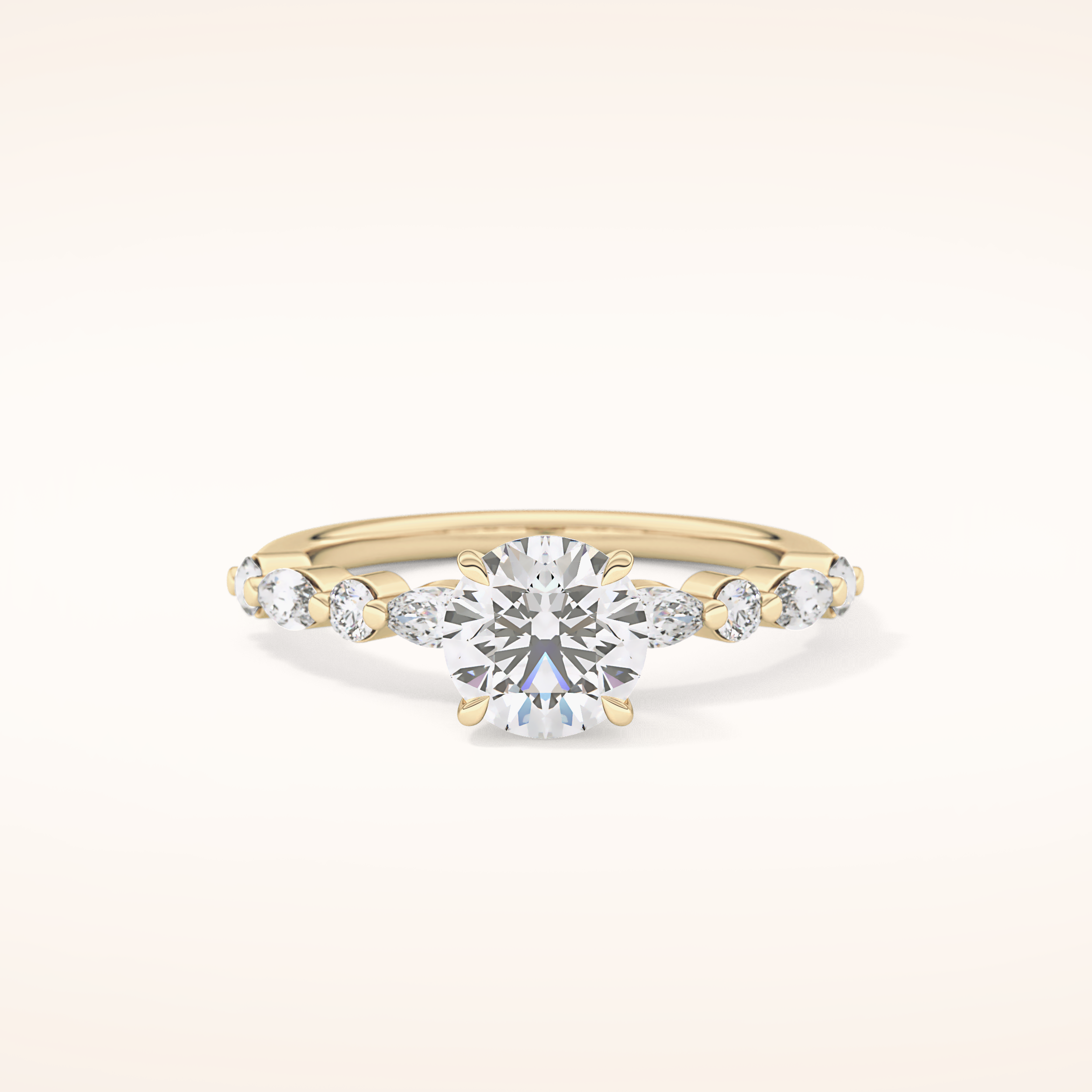 1.15 CT Round Shaped Pave Moissanite Engagement Ring