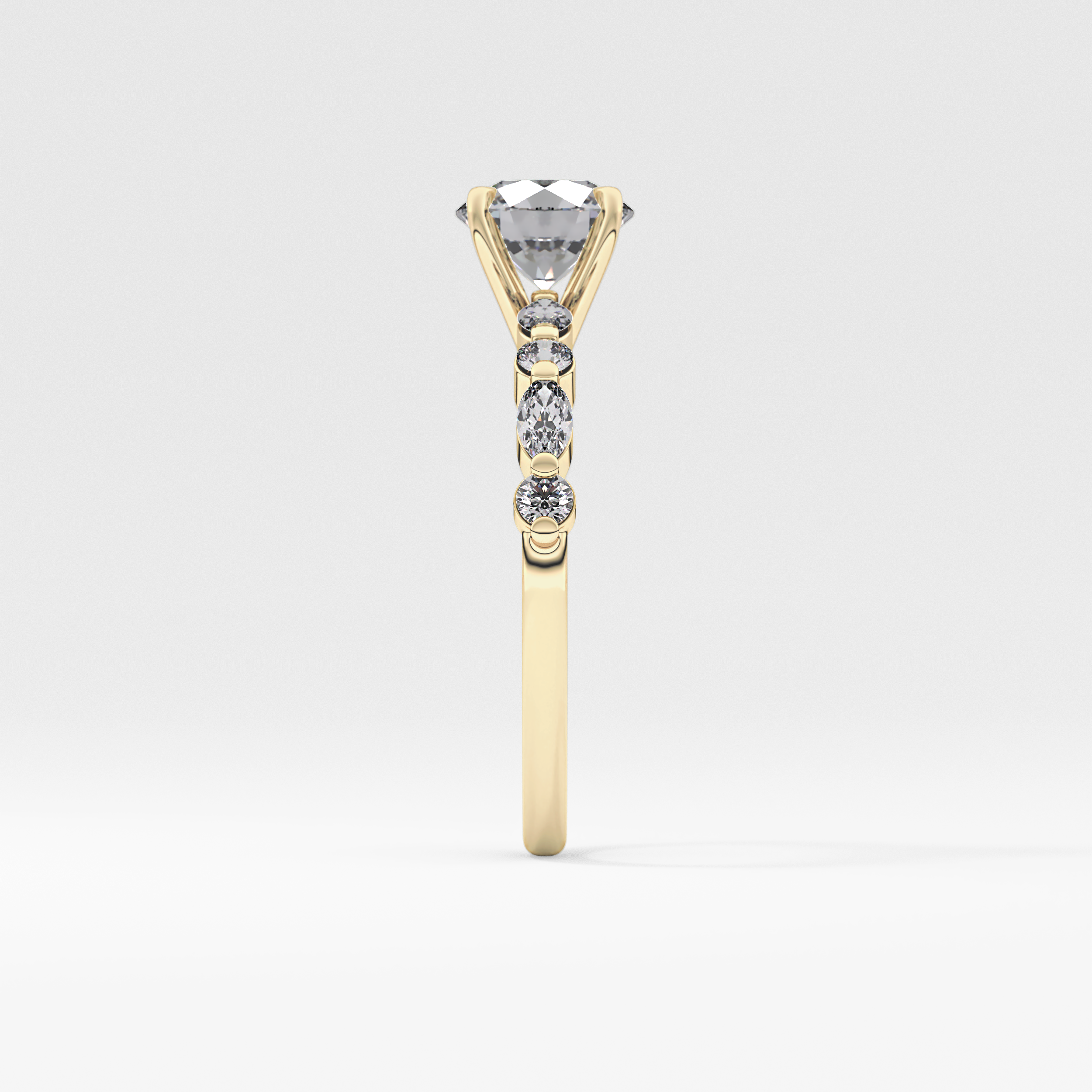 Round Pave Lab Grown Diamond Engagement Ring