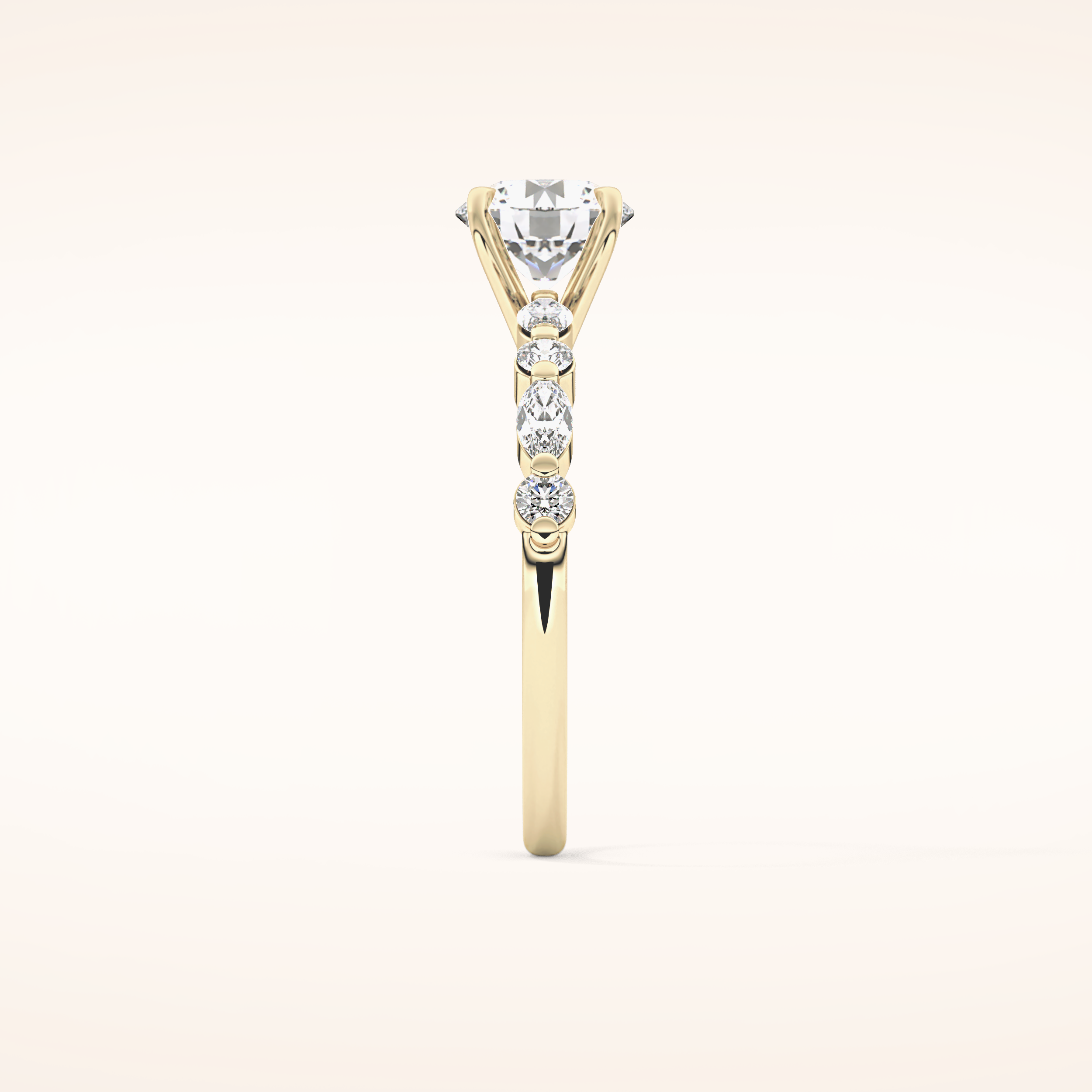 1.15 CT Round Shaped Pave Moissanite Engagement Ring