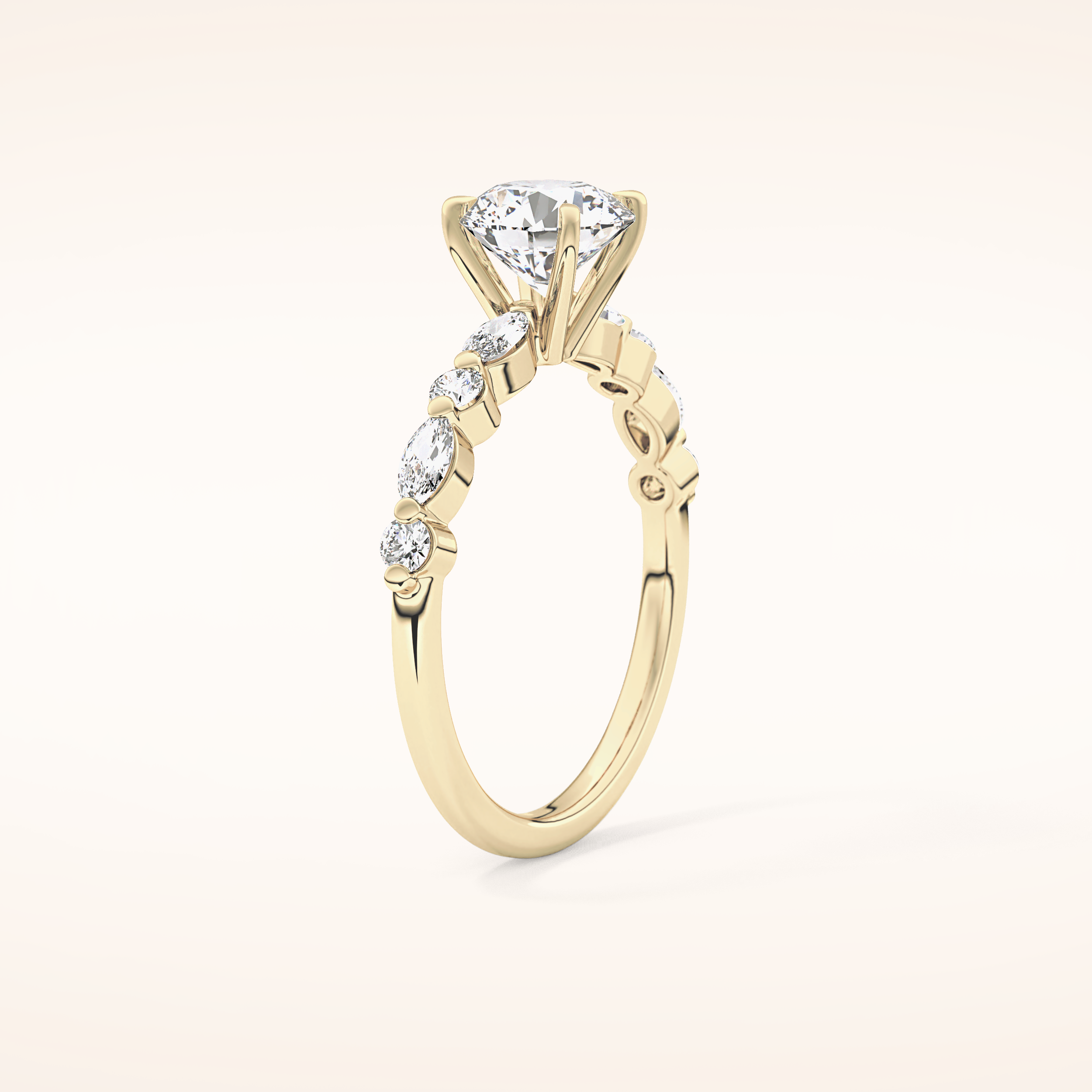 1.15 CT Round Shaped Pave Moissanite Engagement Ring