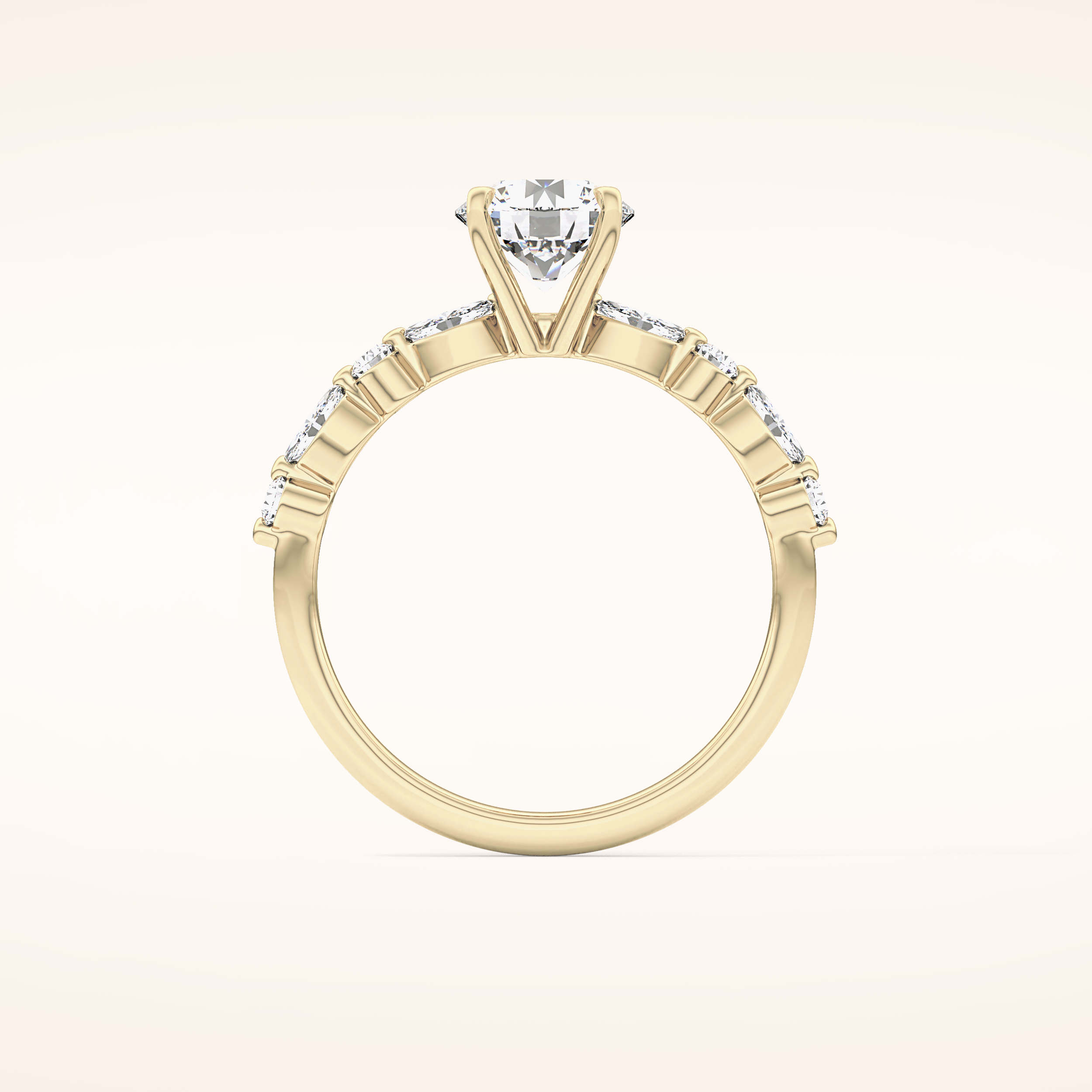1.15 CT Round Shaped Pave Moissanite Engagement Ring