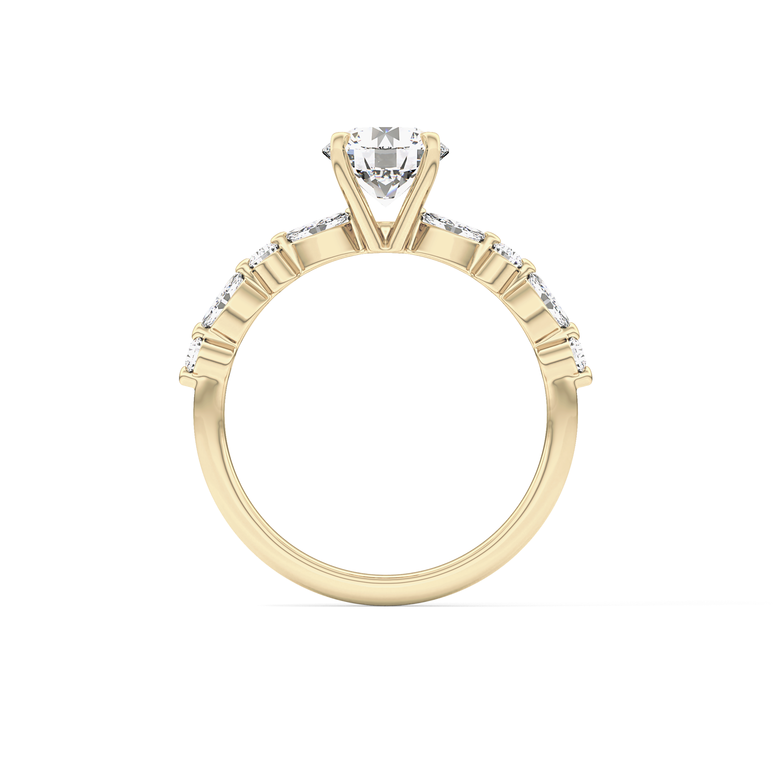 Round Pave Lab Grown Diamond Engagement Ring