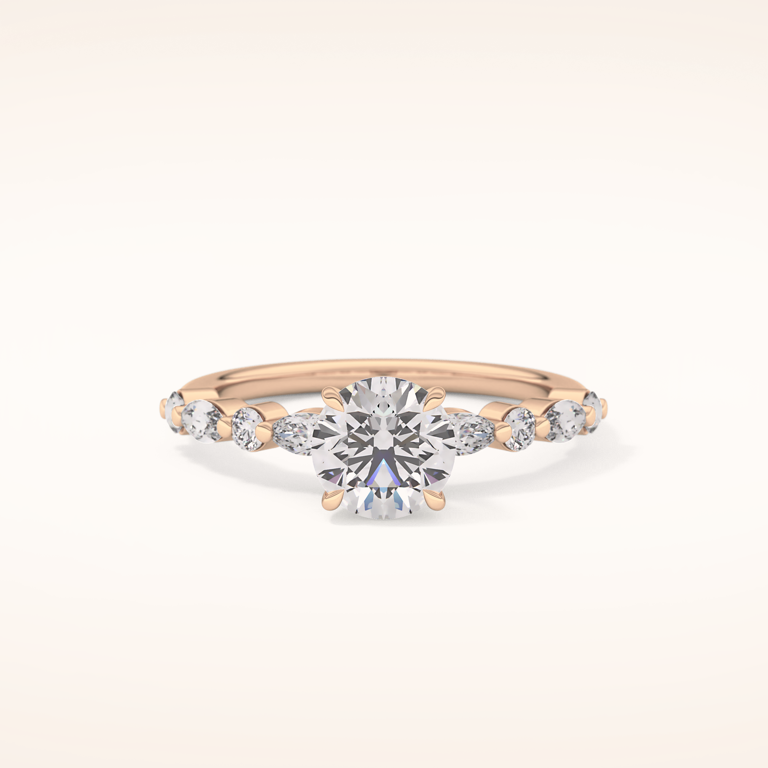 1.15 CT Round Shaped Pave Moissanite Engagement Ring