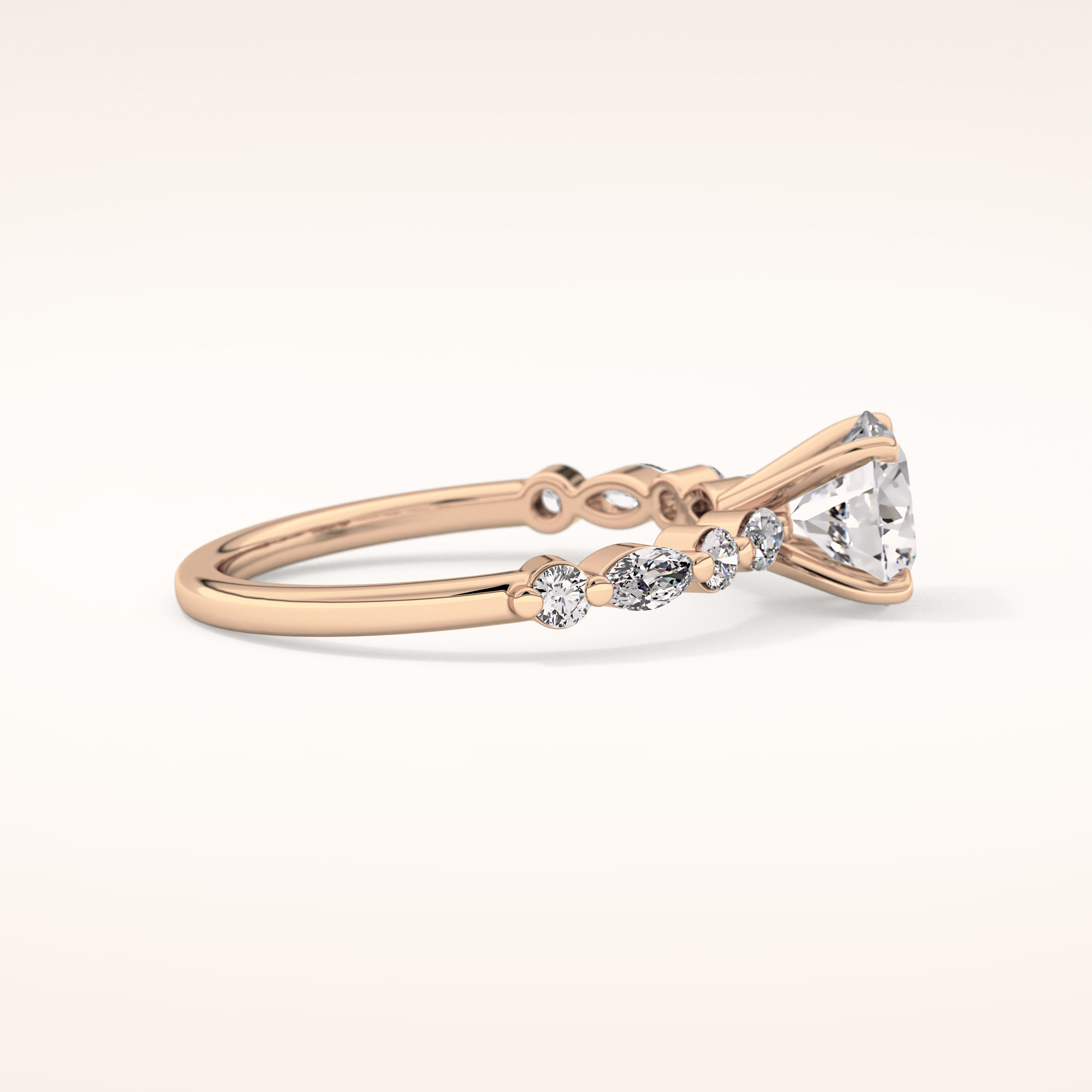1.15 CT Round Shaped Pave Moissanite Engagement Ring