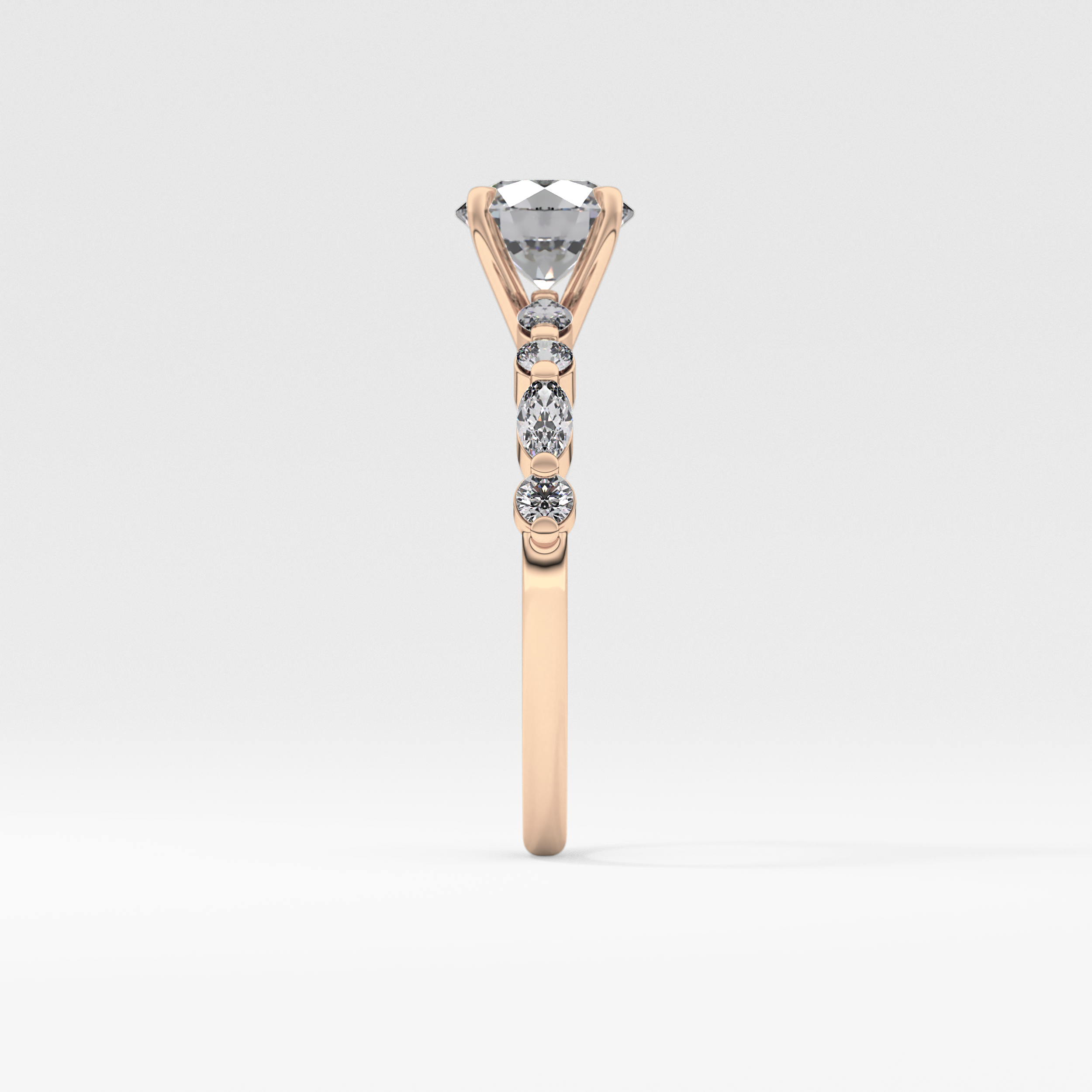 Round Pave Lab Grown Diamond Engagement Ring