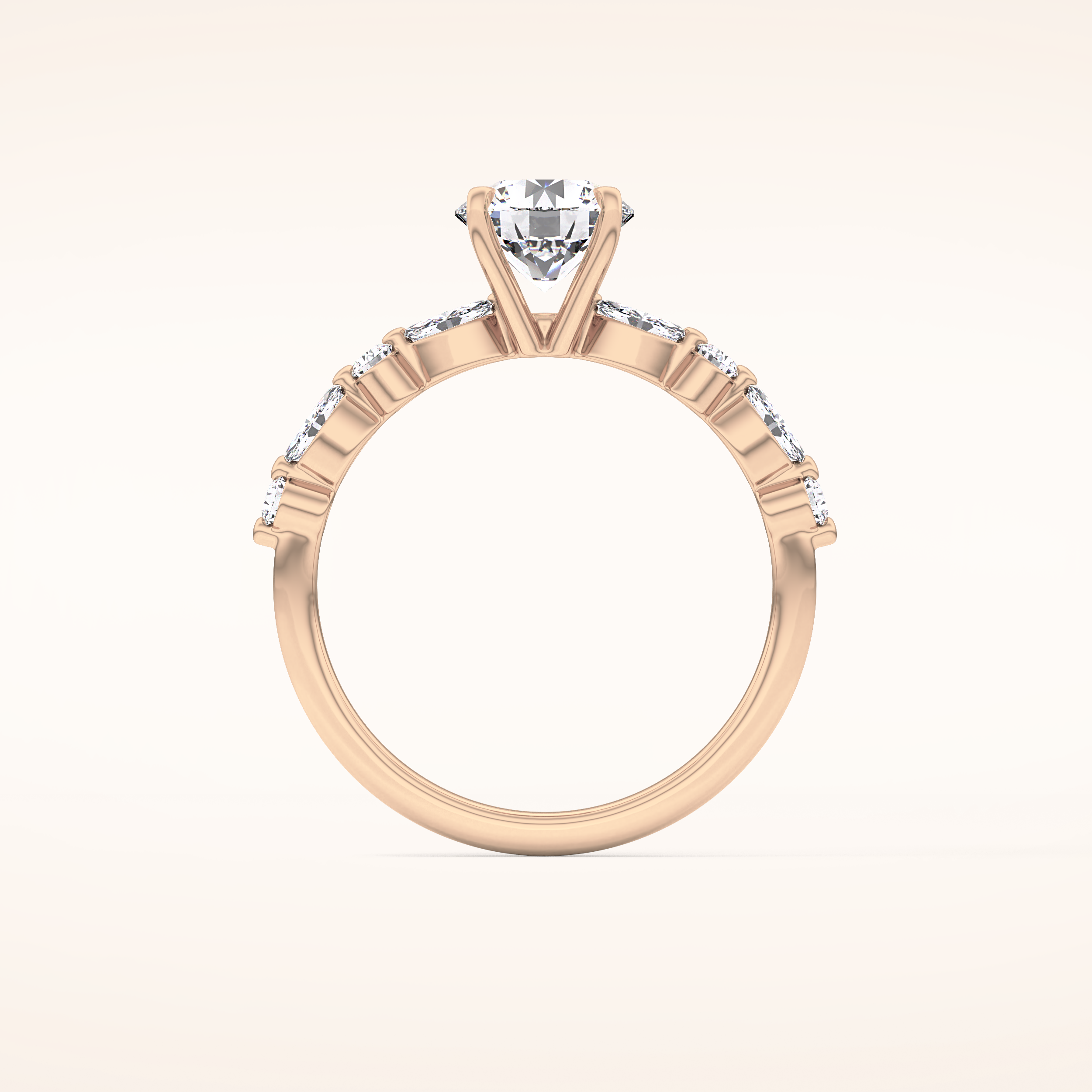 1.15 CT Round Shaped Pave Moissanite Engagement Ring
