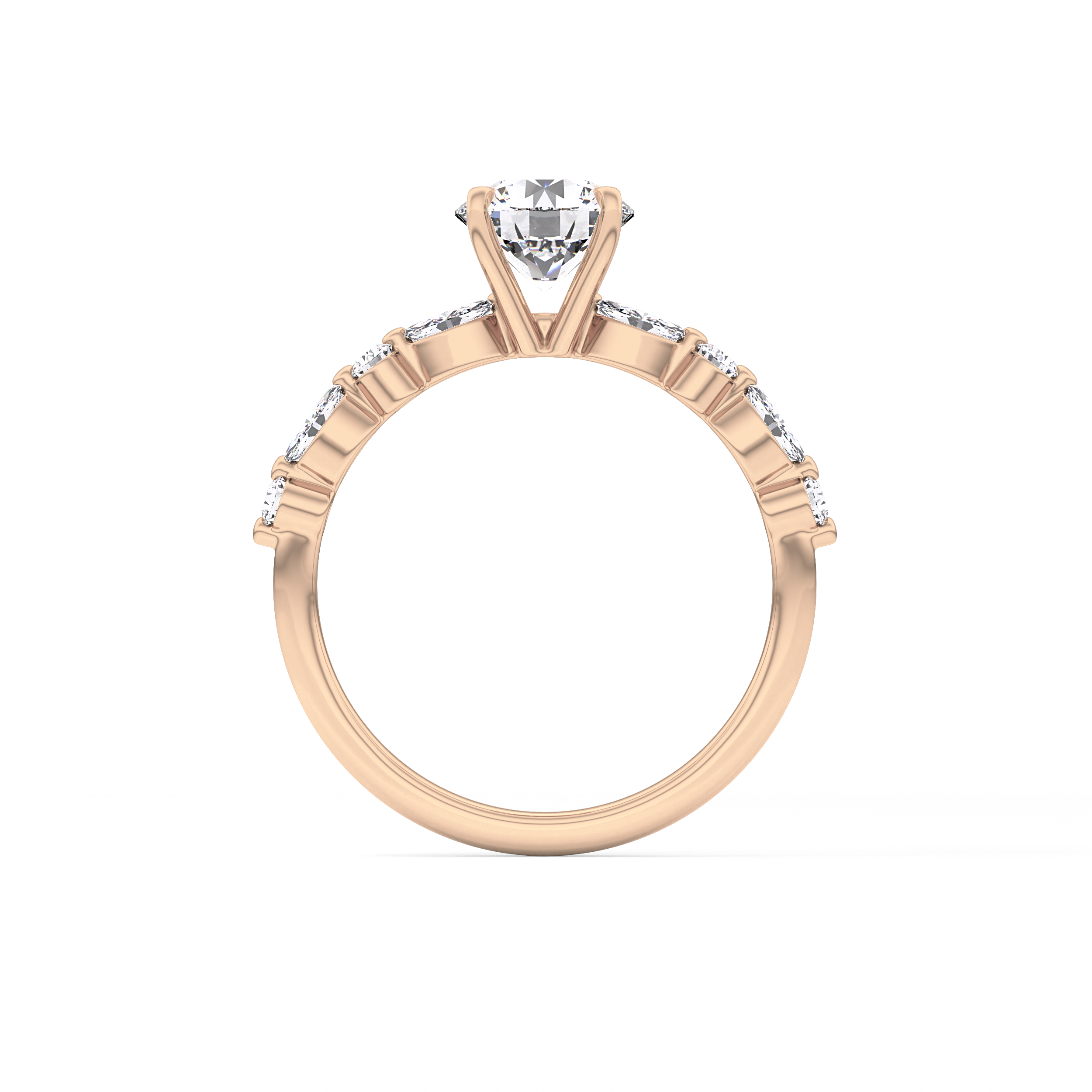 Round Pave Lab Grown Diamond Engagement Ring
