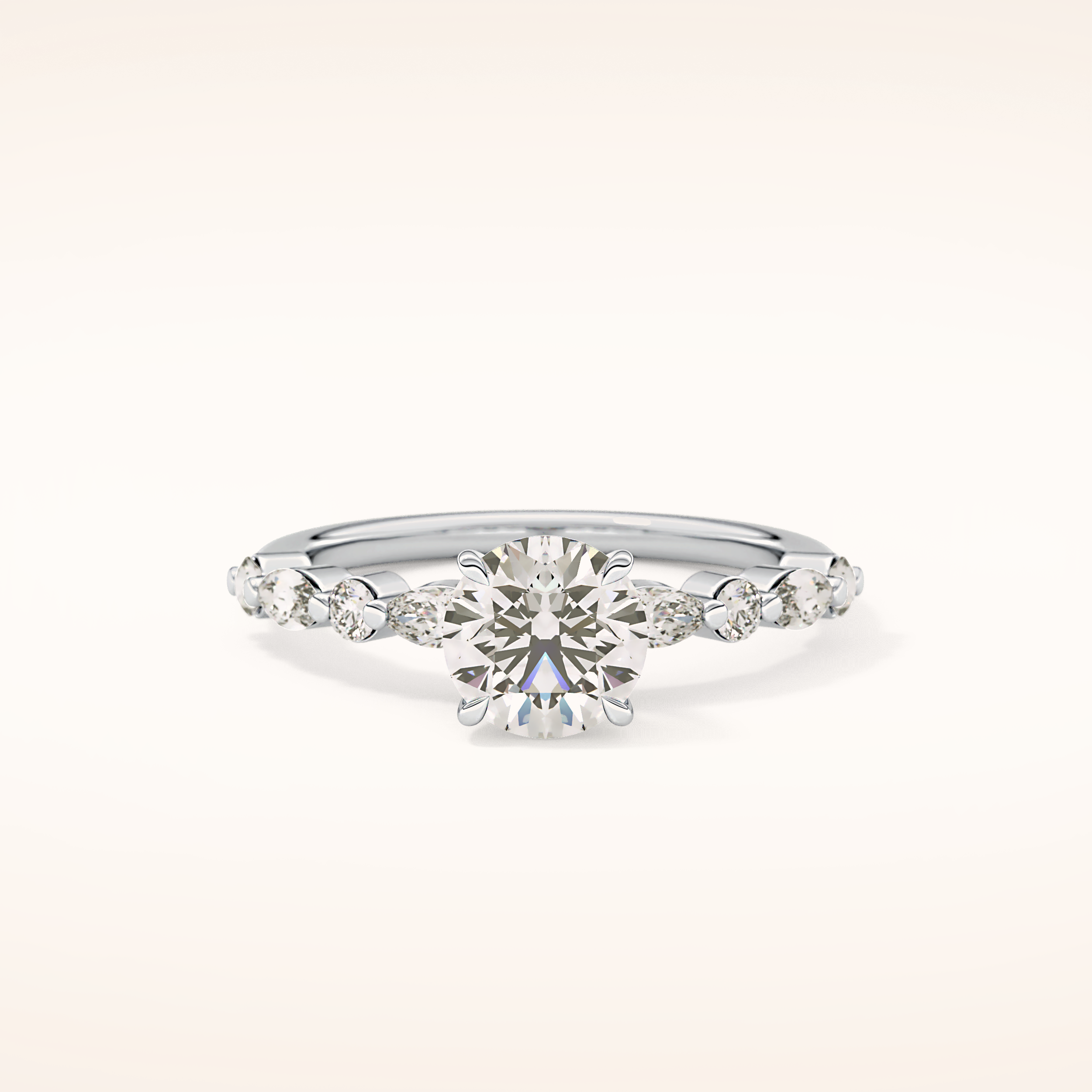 1.15 CT Round Shaped Pave Moissanite Engagement Ring