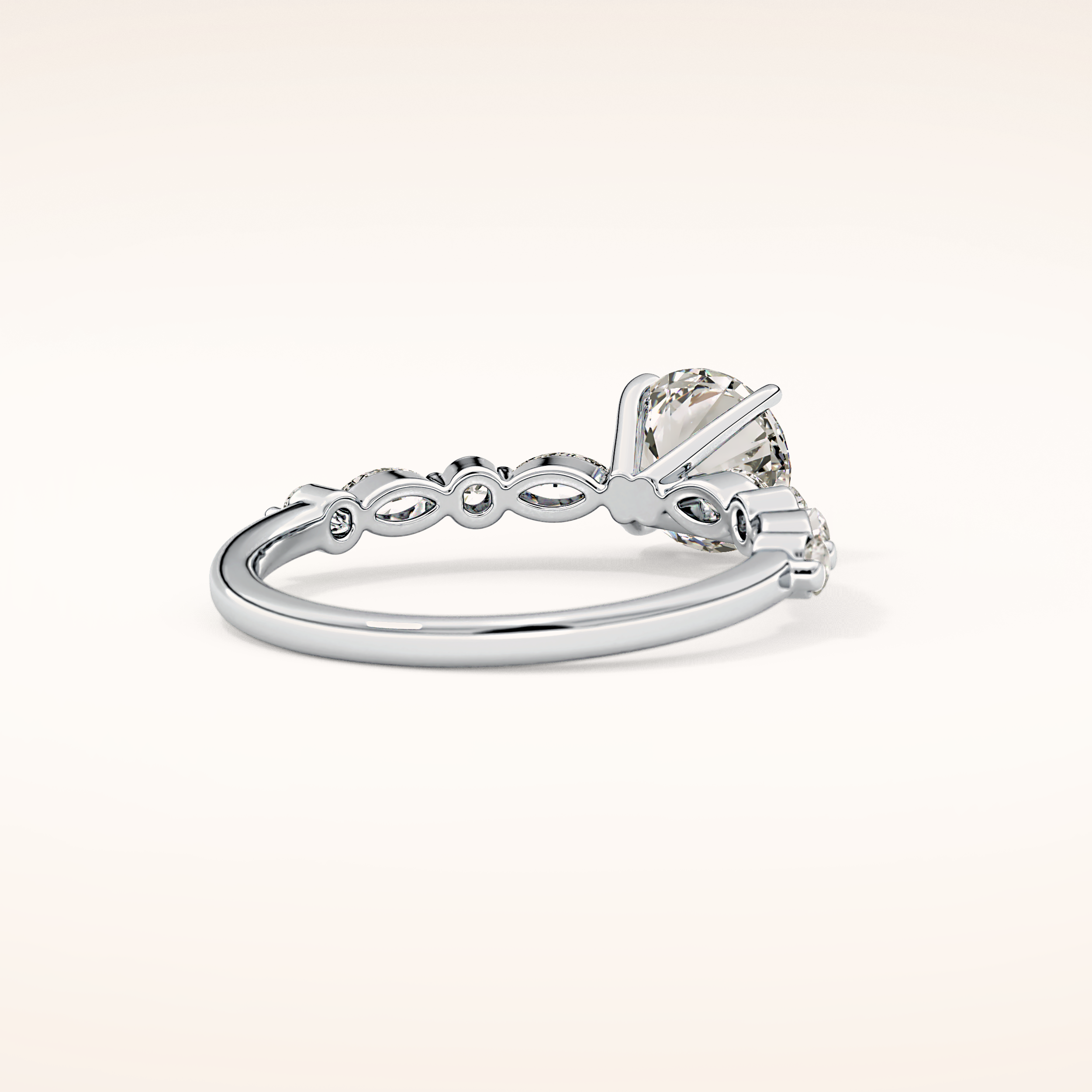 1.15 CT Round Shaped Pave Moissanite Engagement Ring