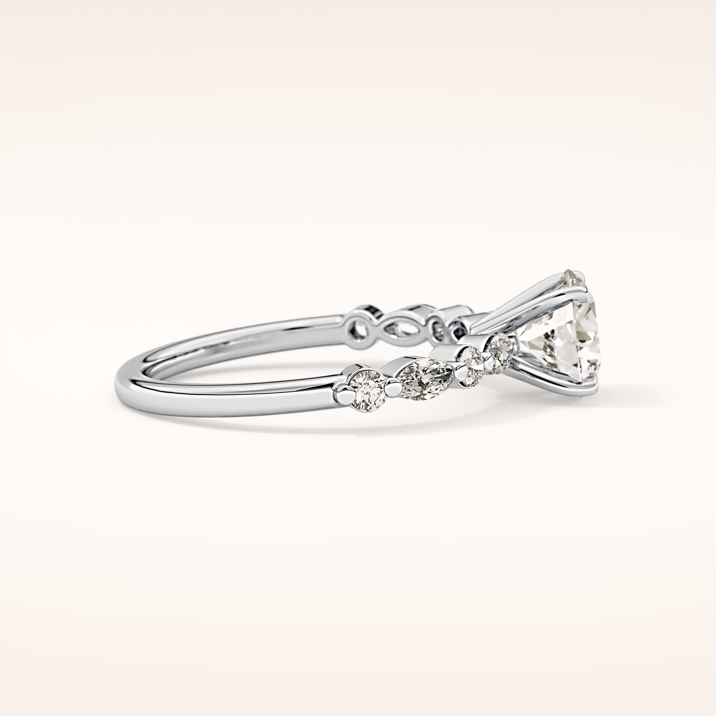 1.15 CT Round Shaped Pave Moissanite Engagement Ring