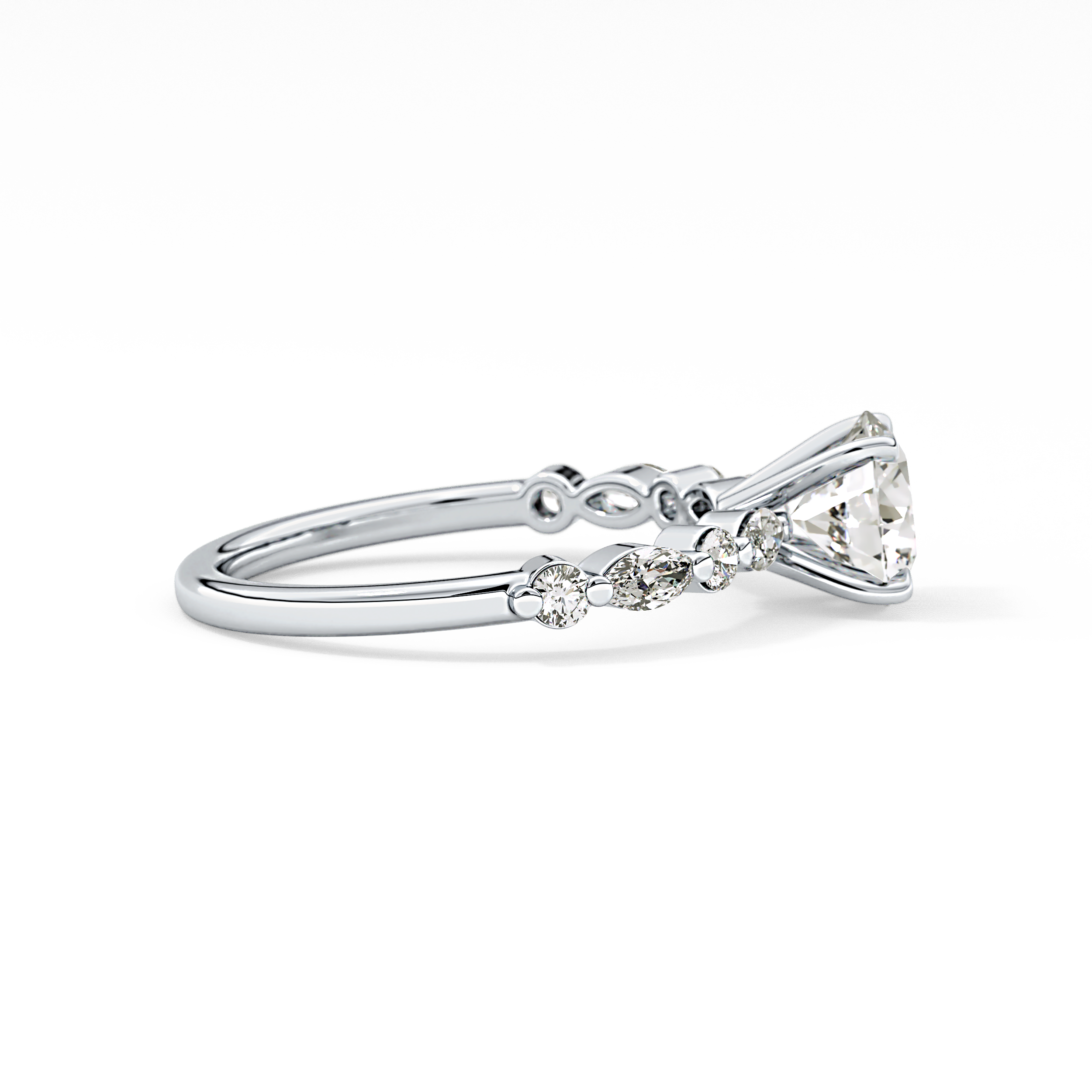 Round Pave Lab Grown Diamond Engagement Ring