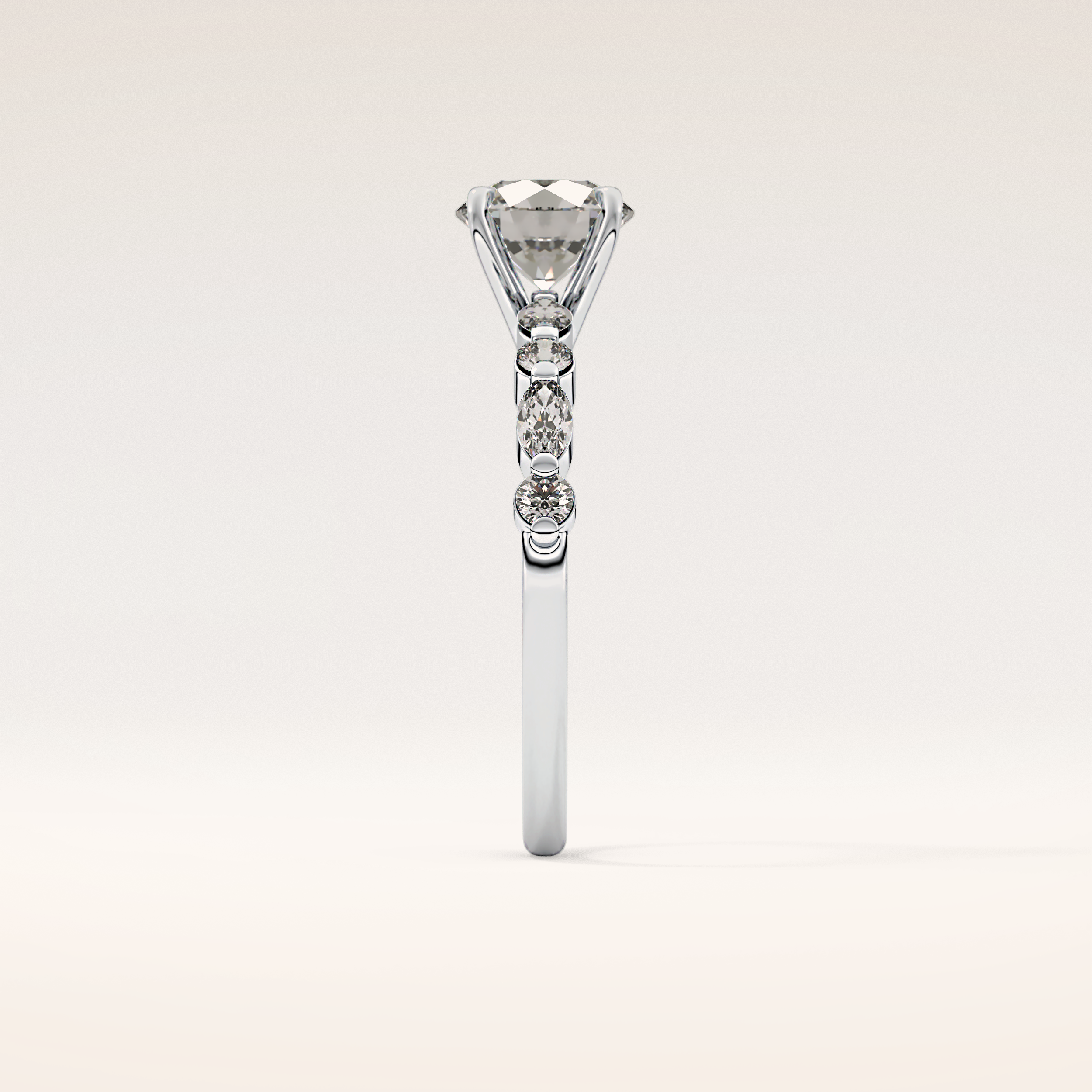 1.15 CT Round Shaped Pave Moissanite Engagement Ring
