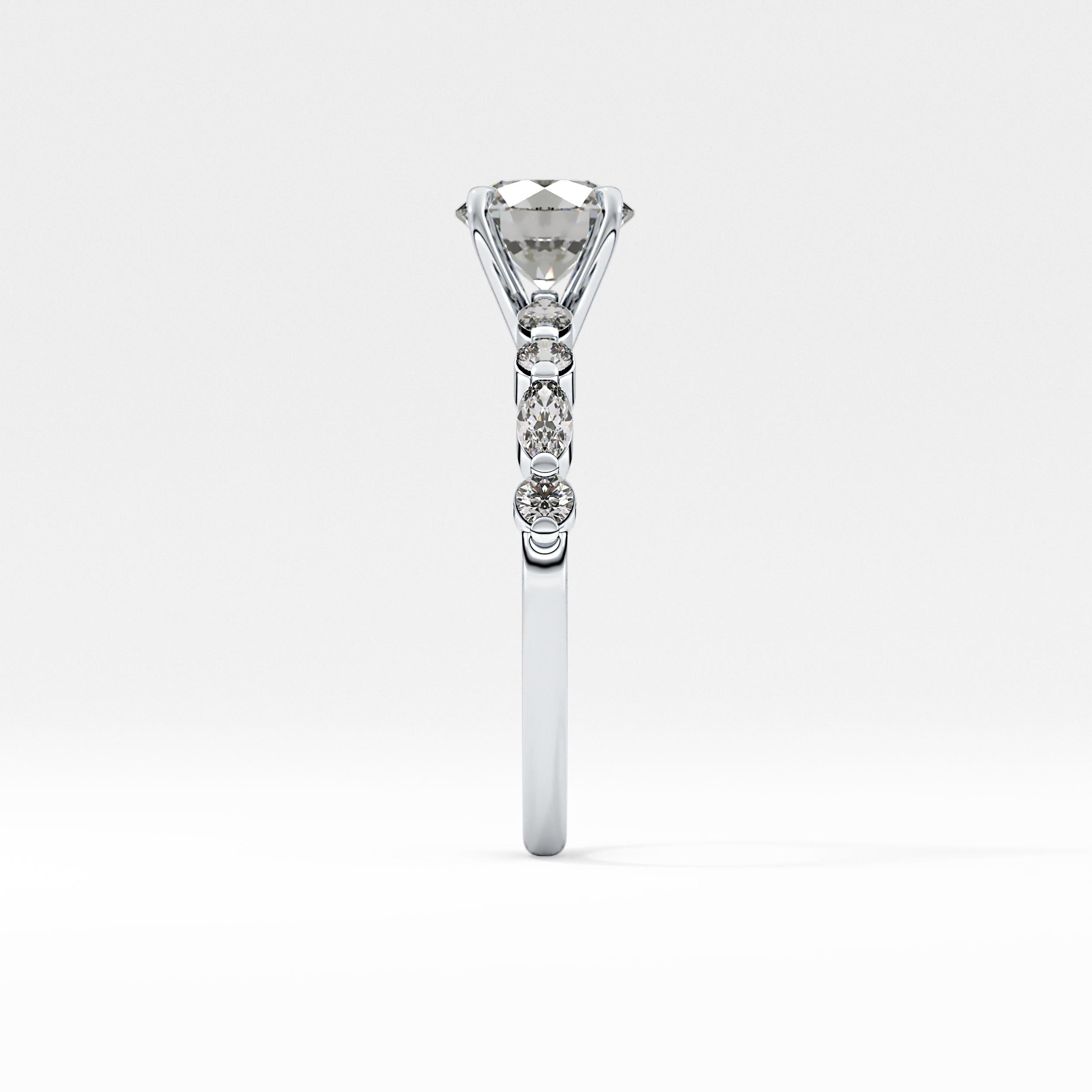 Round Pave Lab Grown Diamond Engagement Ring