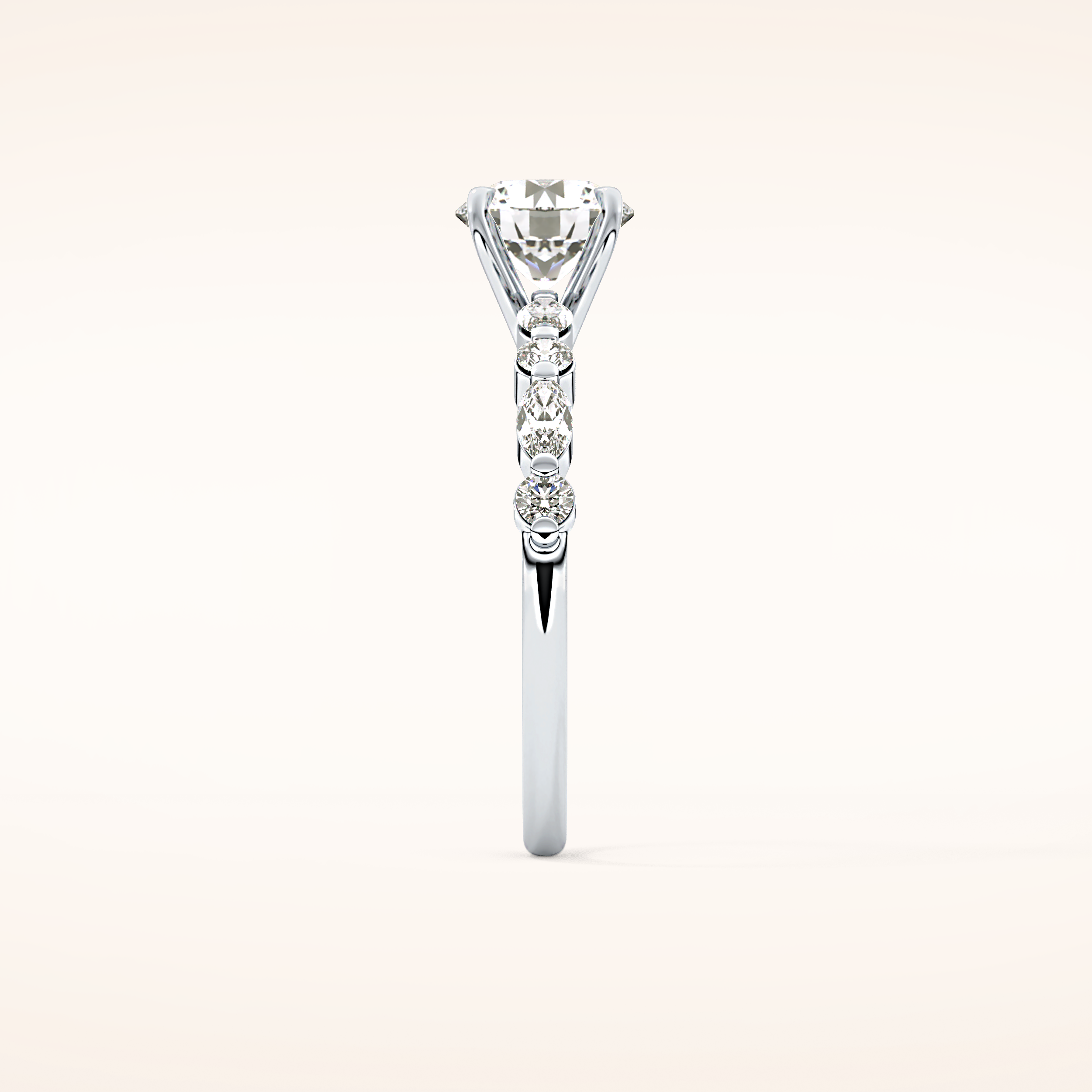 1.15 CT Round Shaped Pave Moissanite Engagement Ring