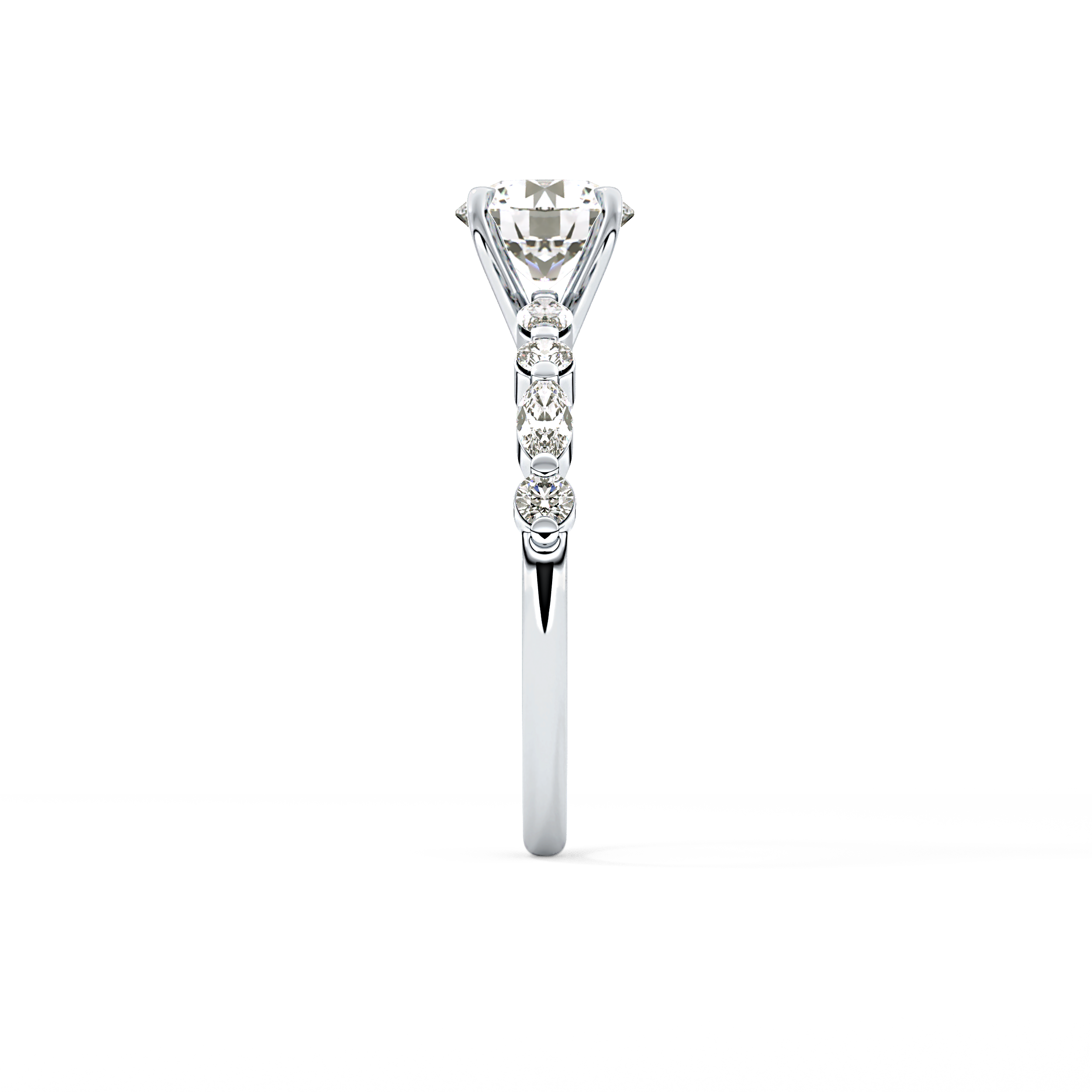 Round Pave Lab Grown Diamond Engagement Ring