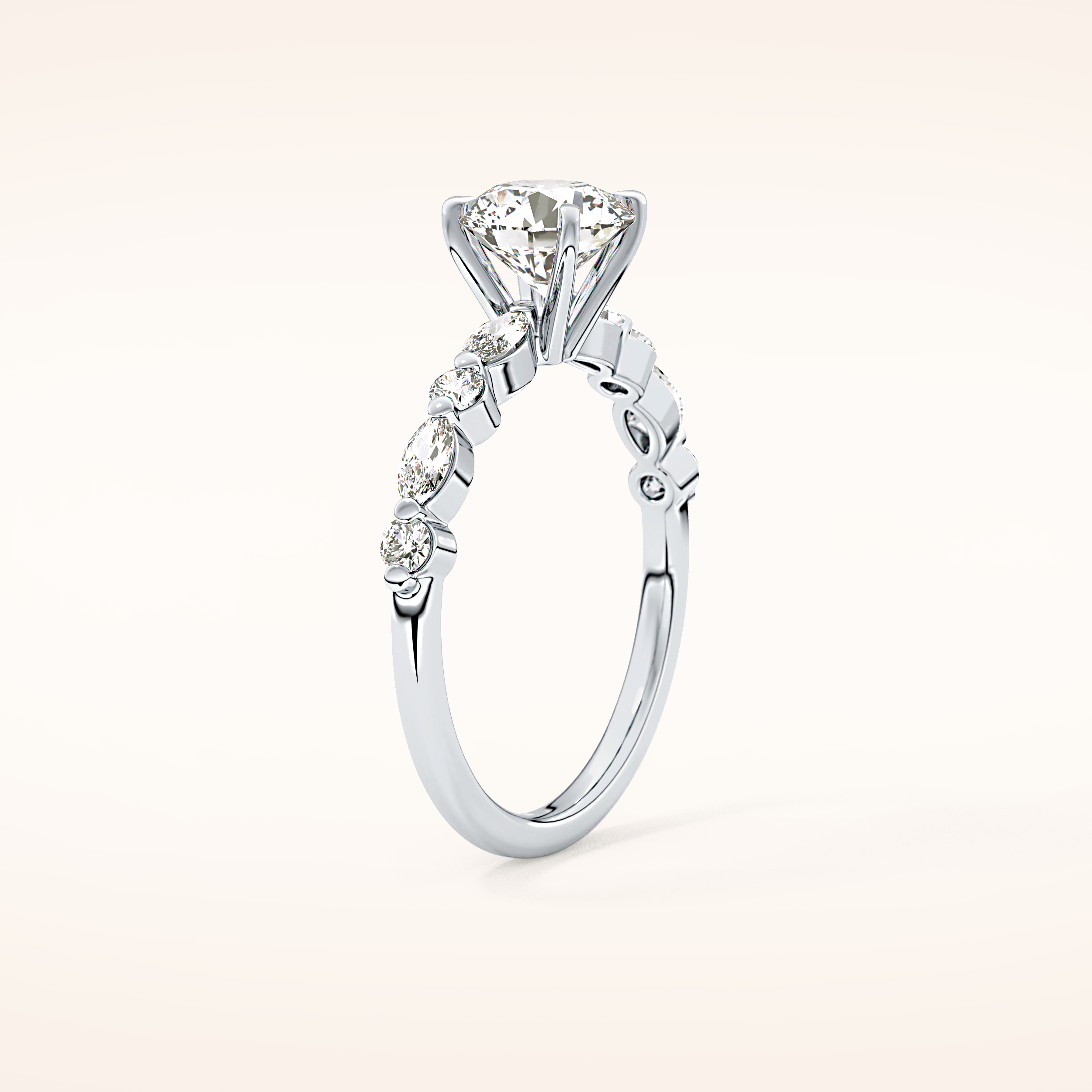 1.15 CT Round Shaped Pave Moissanite Engagement Ring
