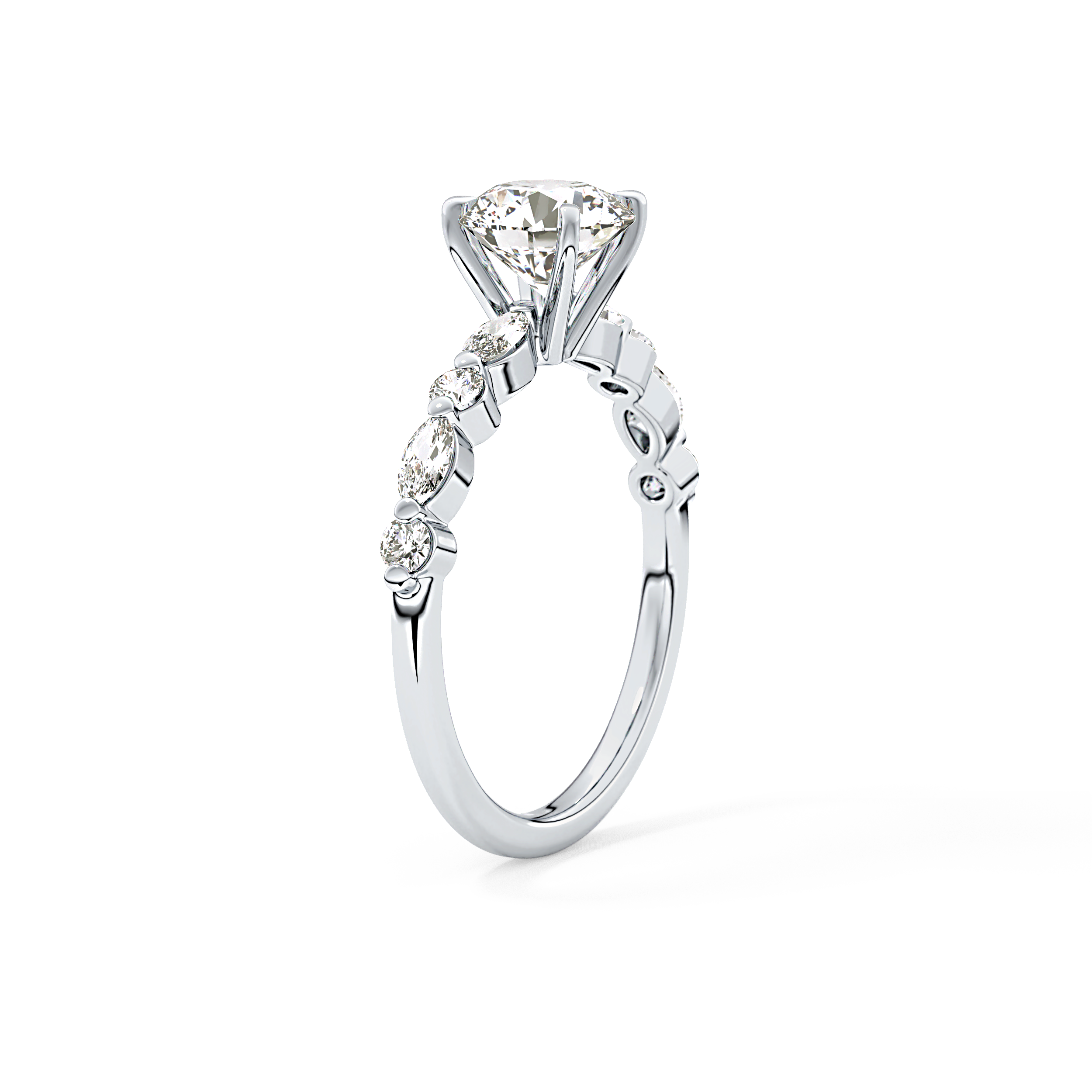 Round Pave Lab Grown Diamond Engagement Ring
