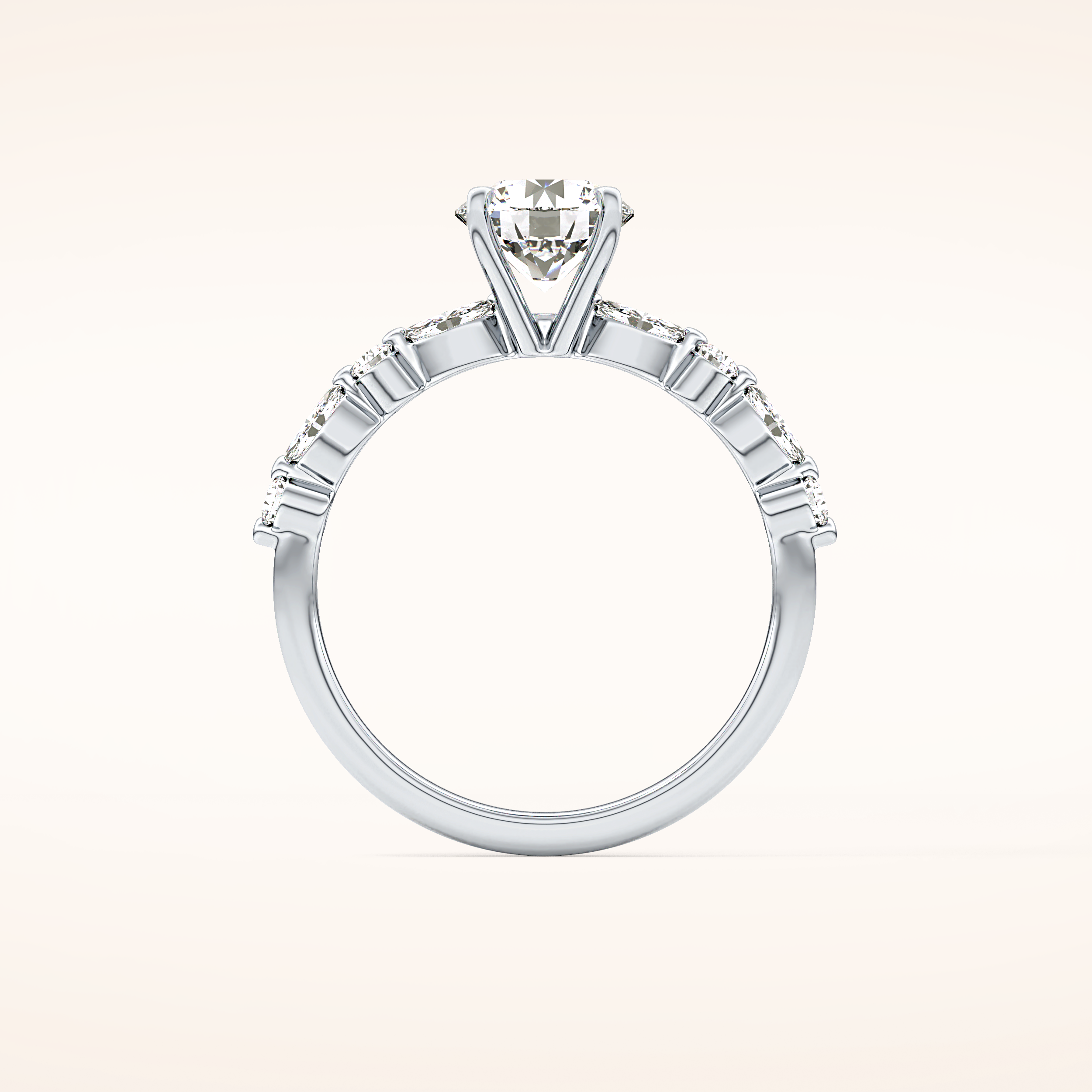 1.15 CT Round Shaped Pave Moissanite Engagement Ring