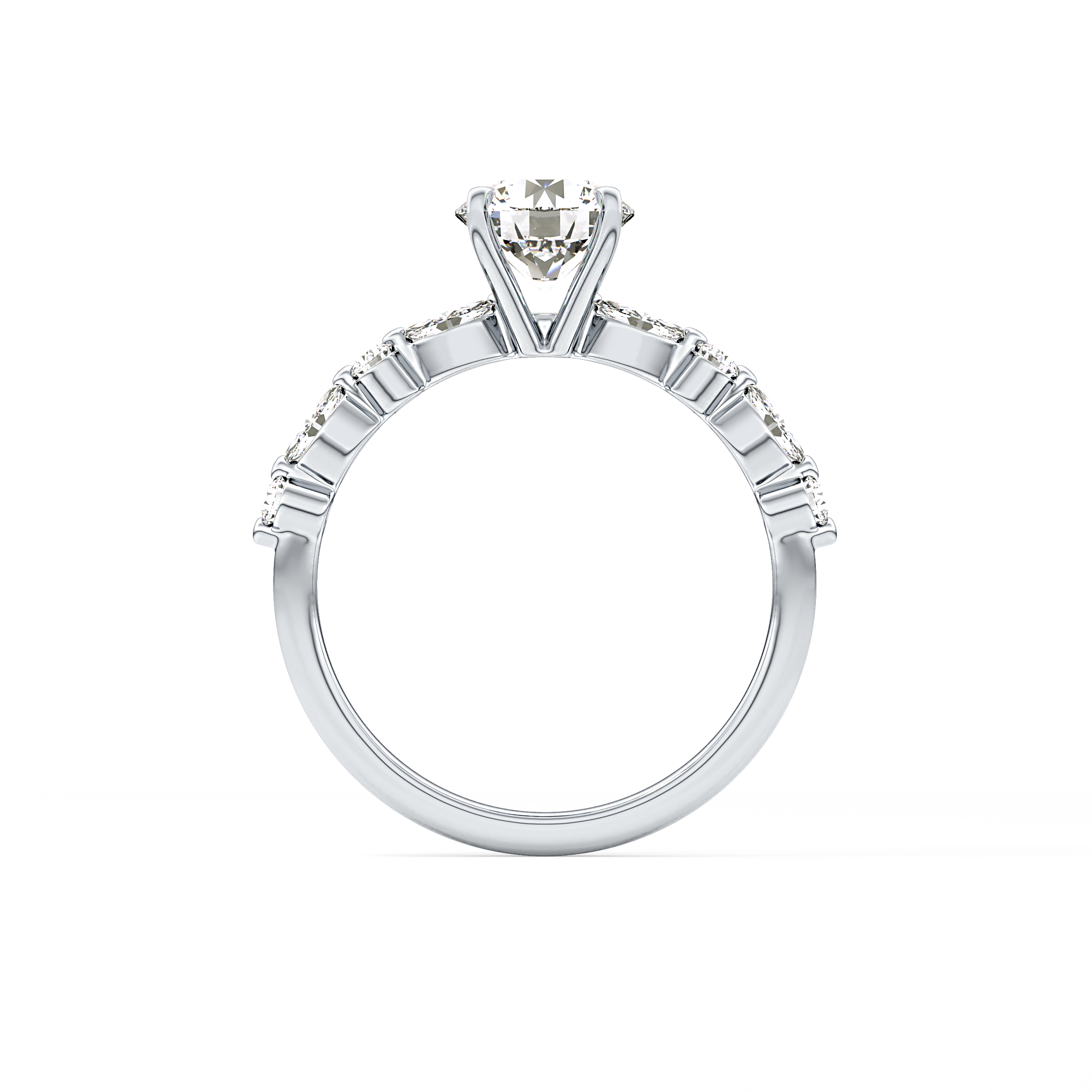 Round Pave Lab Grown Diamond Engagement Ring