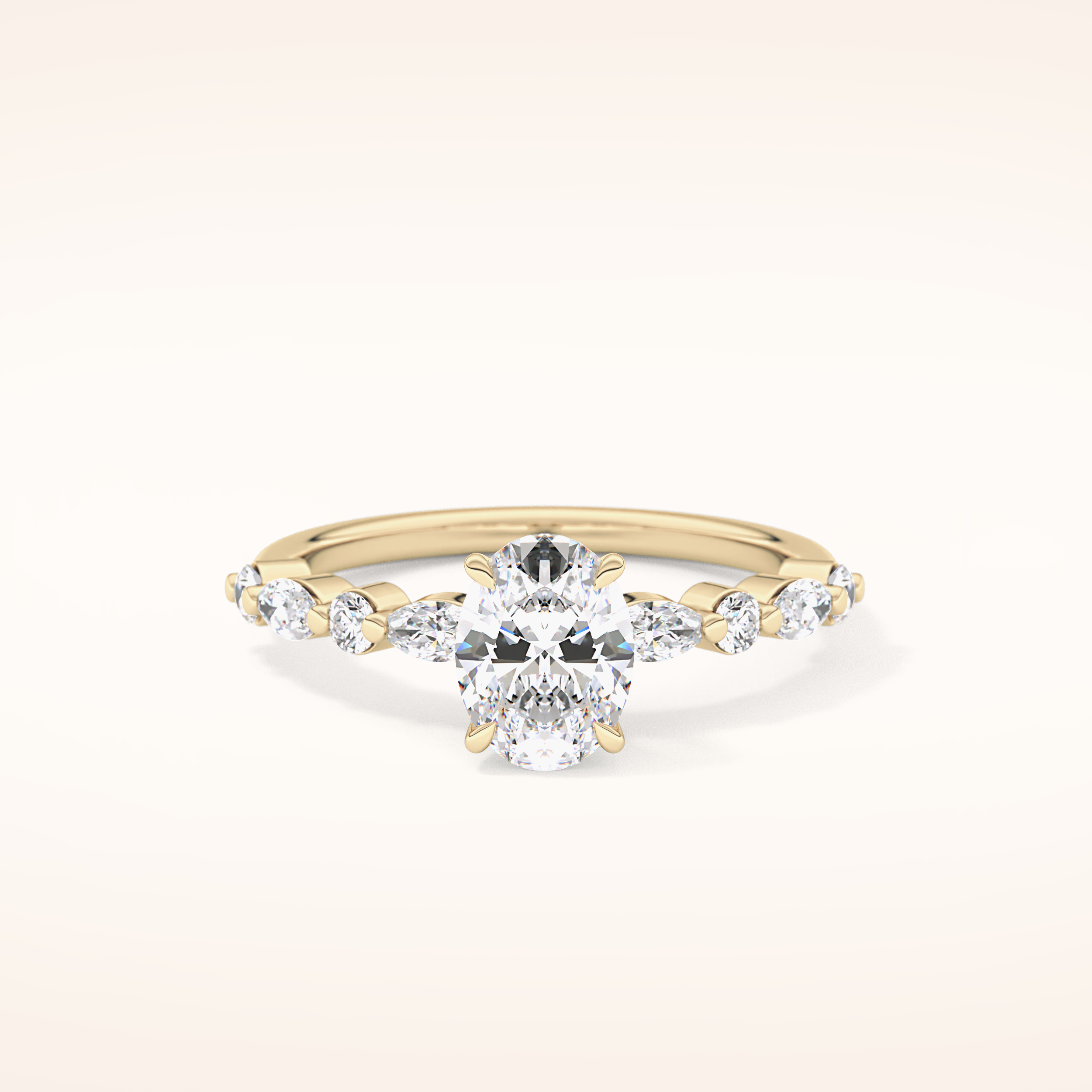 0.91 CT Oval Shaped Pave Moissanite Engagement Ring