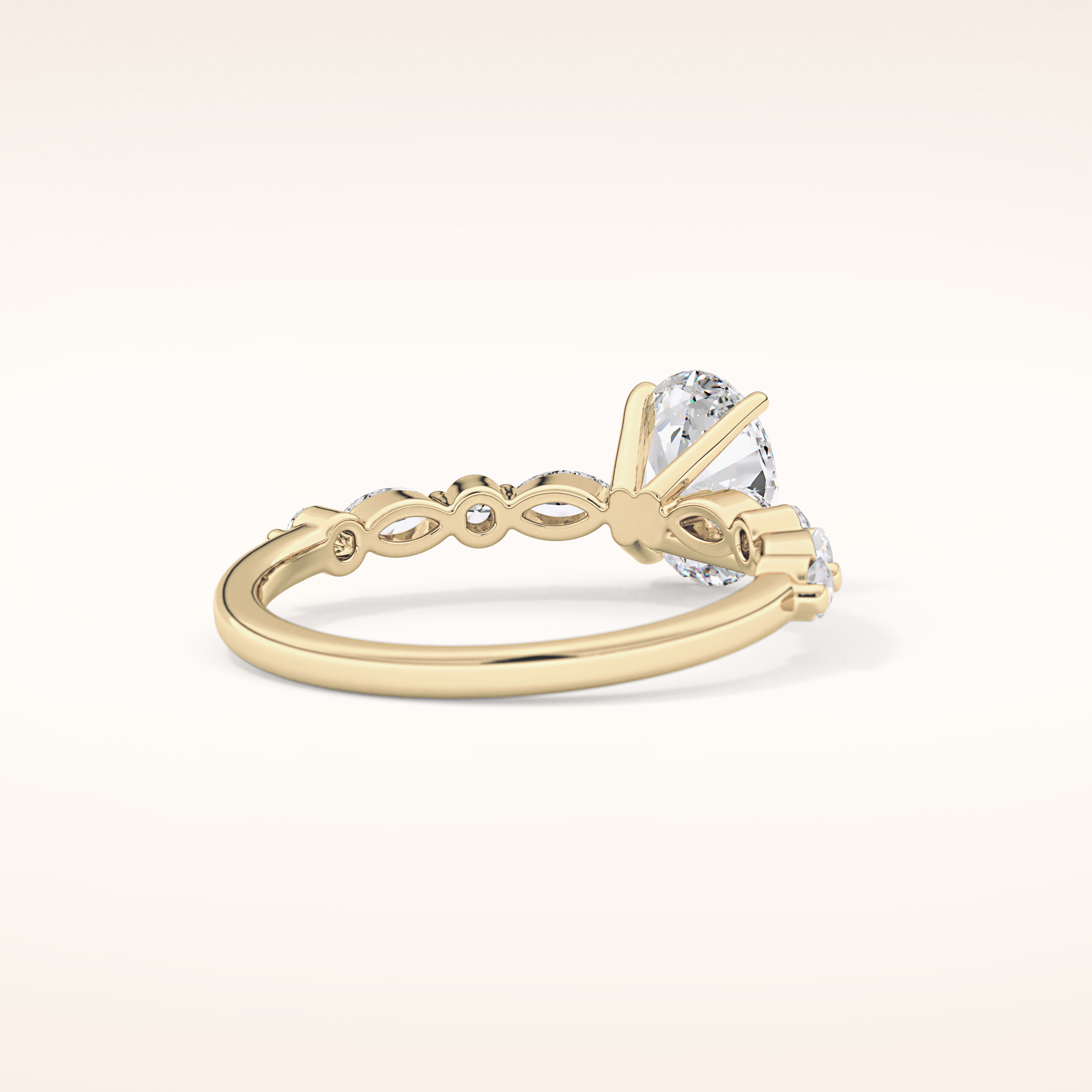 0.91 CT Oval Shaped Pave Moissanite Engagement Ring