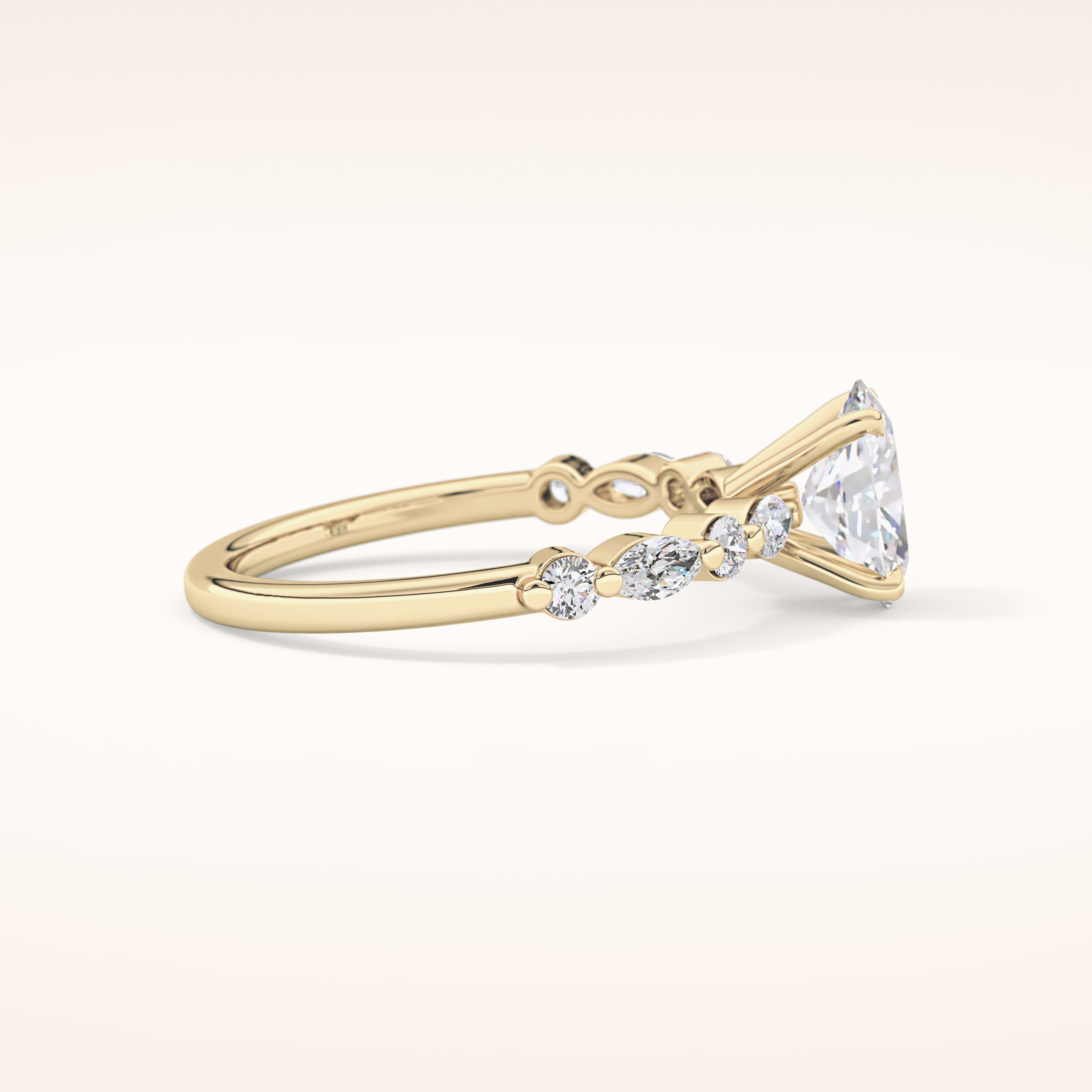 0.91 CT Oval Shaped Pave Moissanite Engagement Ring