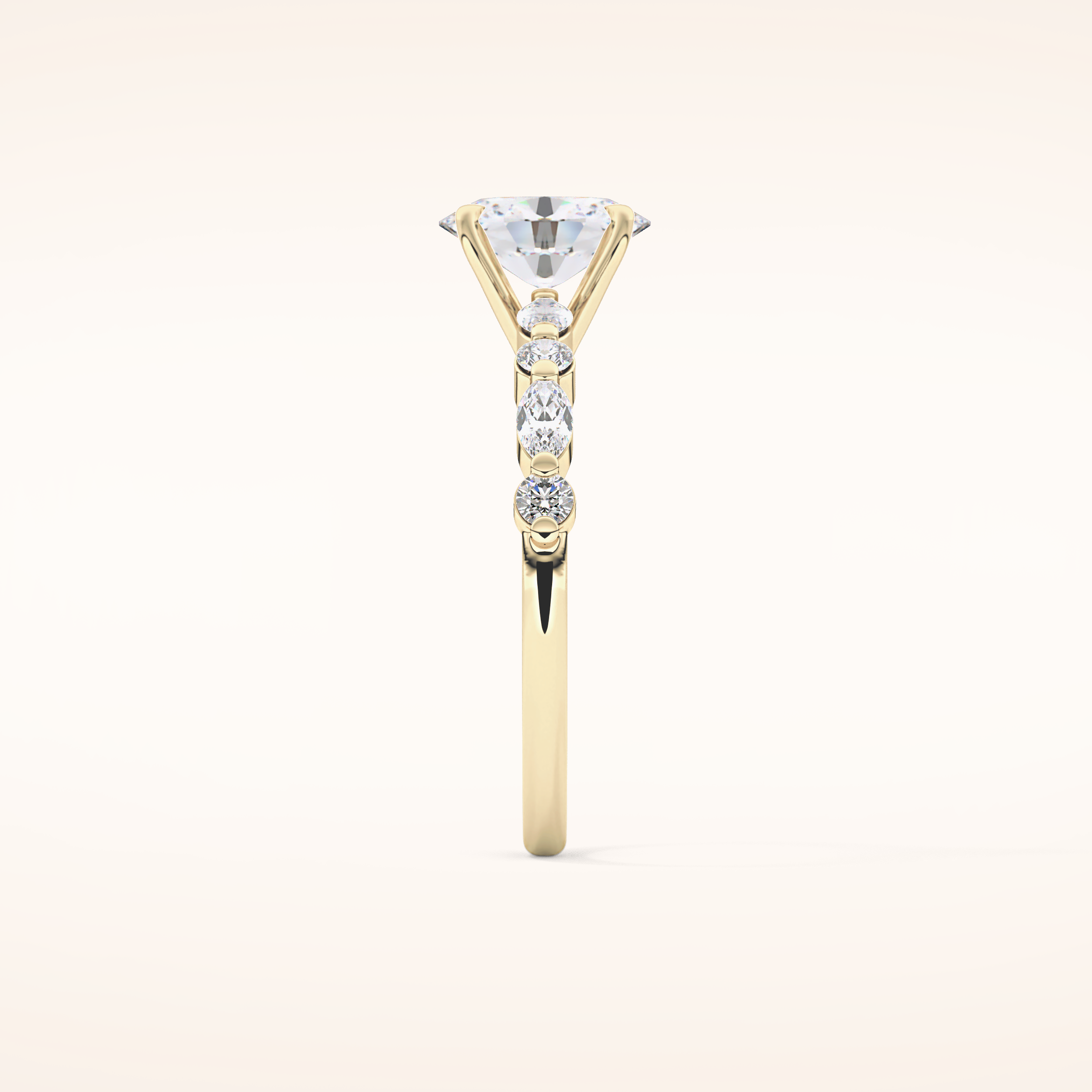 0.91 CT Oval Shaped Pave Moissanite Engagement Ring