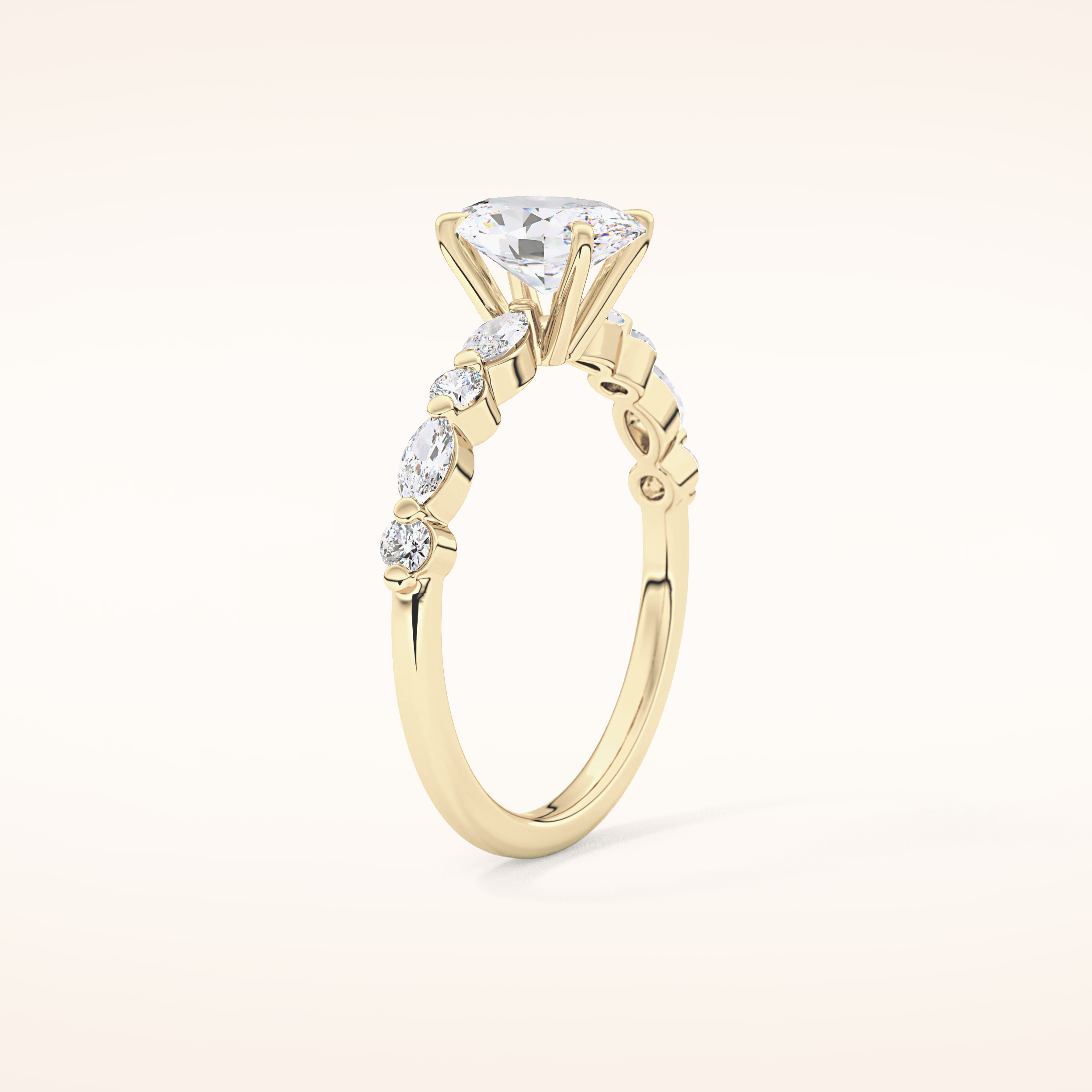 0.91 CT Oval Shaped Pave Moissanite Engagement Ring