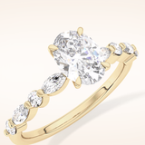 0.91 CT Oval Shaped Pave Moissanite Engagement Ring