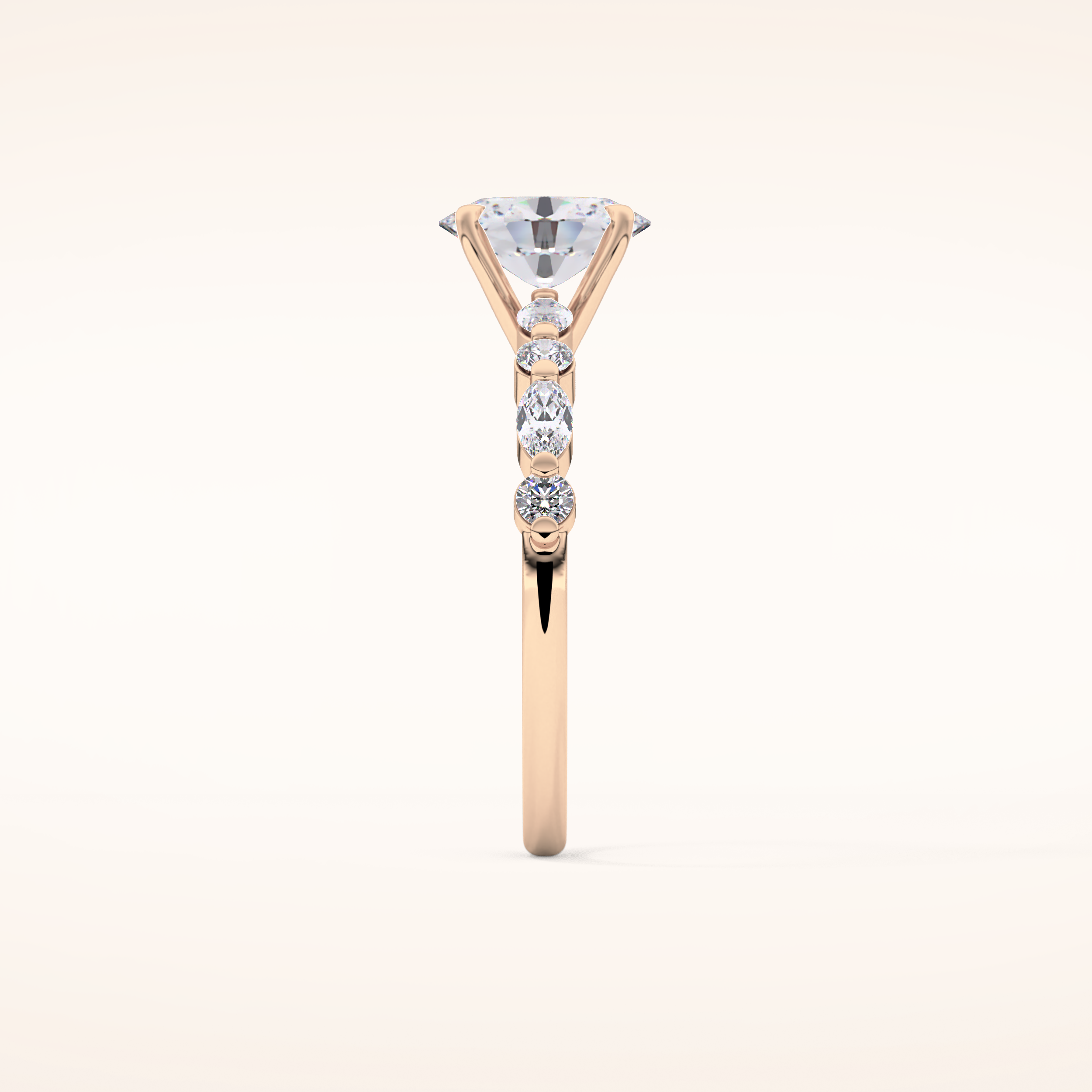 0.91 CT Oval Shaped Pave Moissanite Engagement Ring
