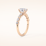 0.91 CT Oval Shaped Pave Moissanite Engagement Ring