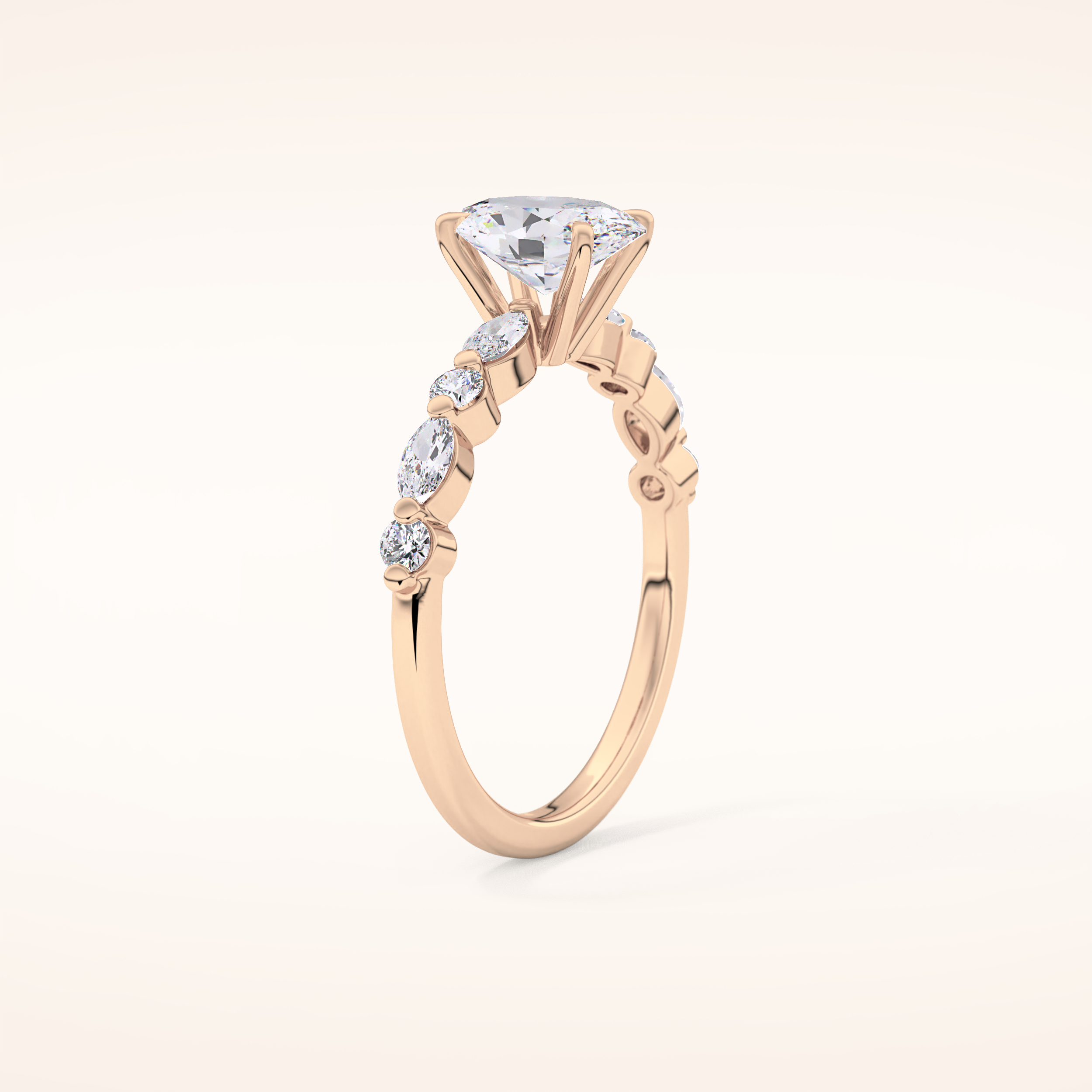 0.91 CT Oval Shaped Pave Moissanite Engagement Ring