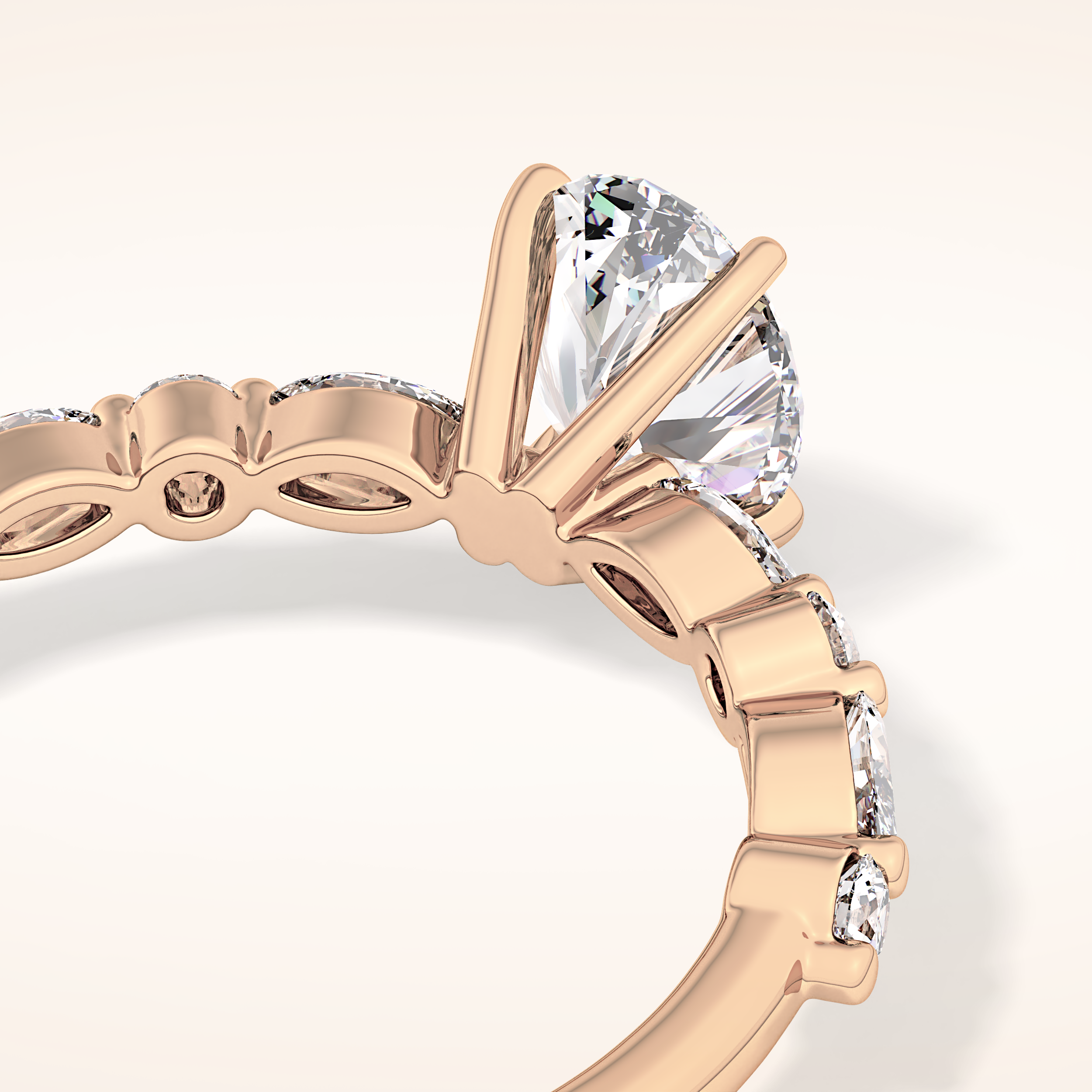 0.91 CT Oval Shaped Pave Moissanite Engagement Ring