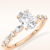 0.91 CT Oval Shaped Pave Moissanite Engagement Ring