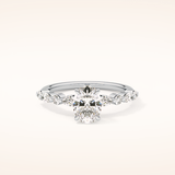0.91 CT Oval Shaped Pave Moissanite Engagement Ring