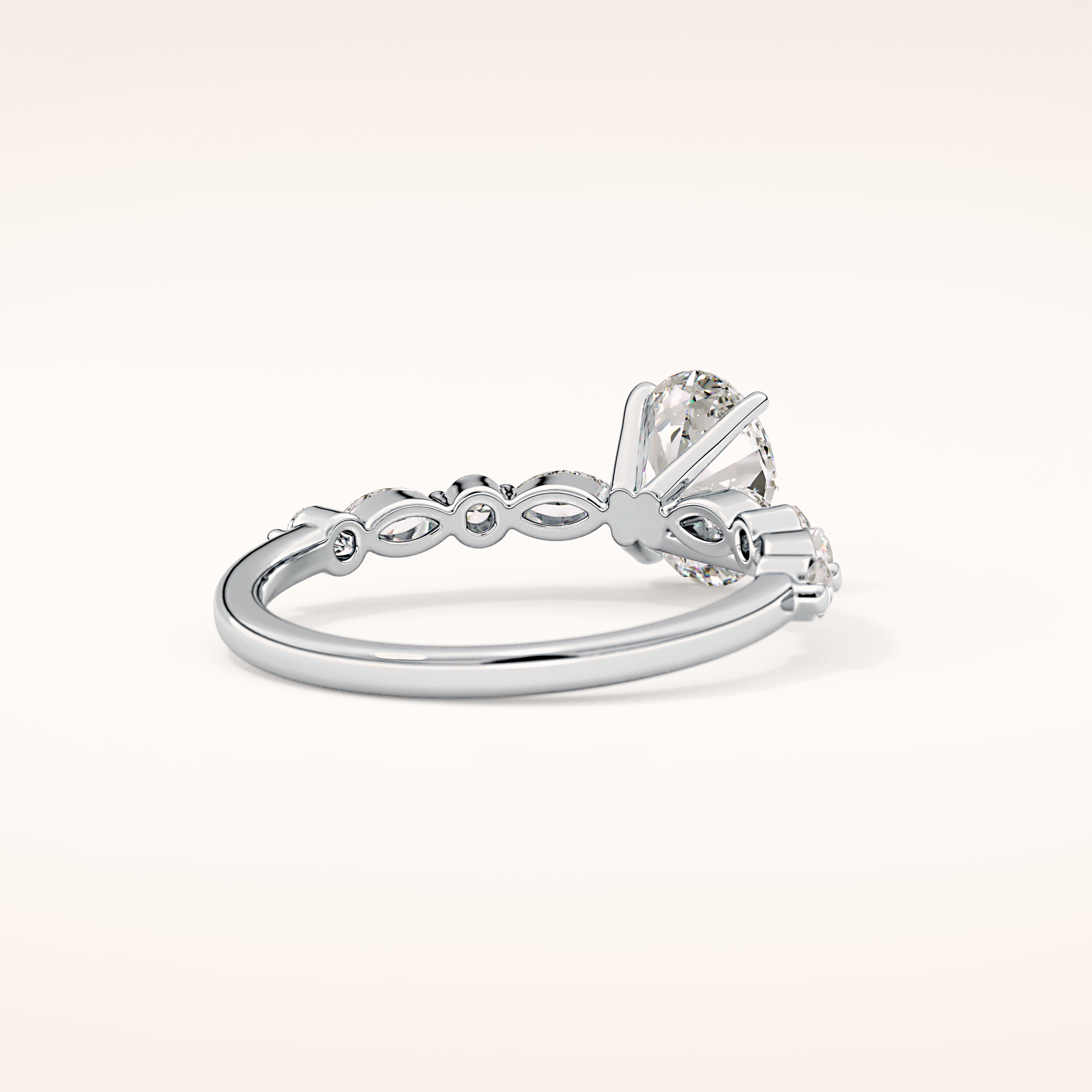 0.91 CT Oval Shaped Pave Moissanite Engagement Ring