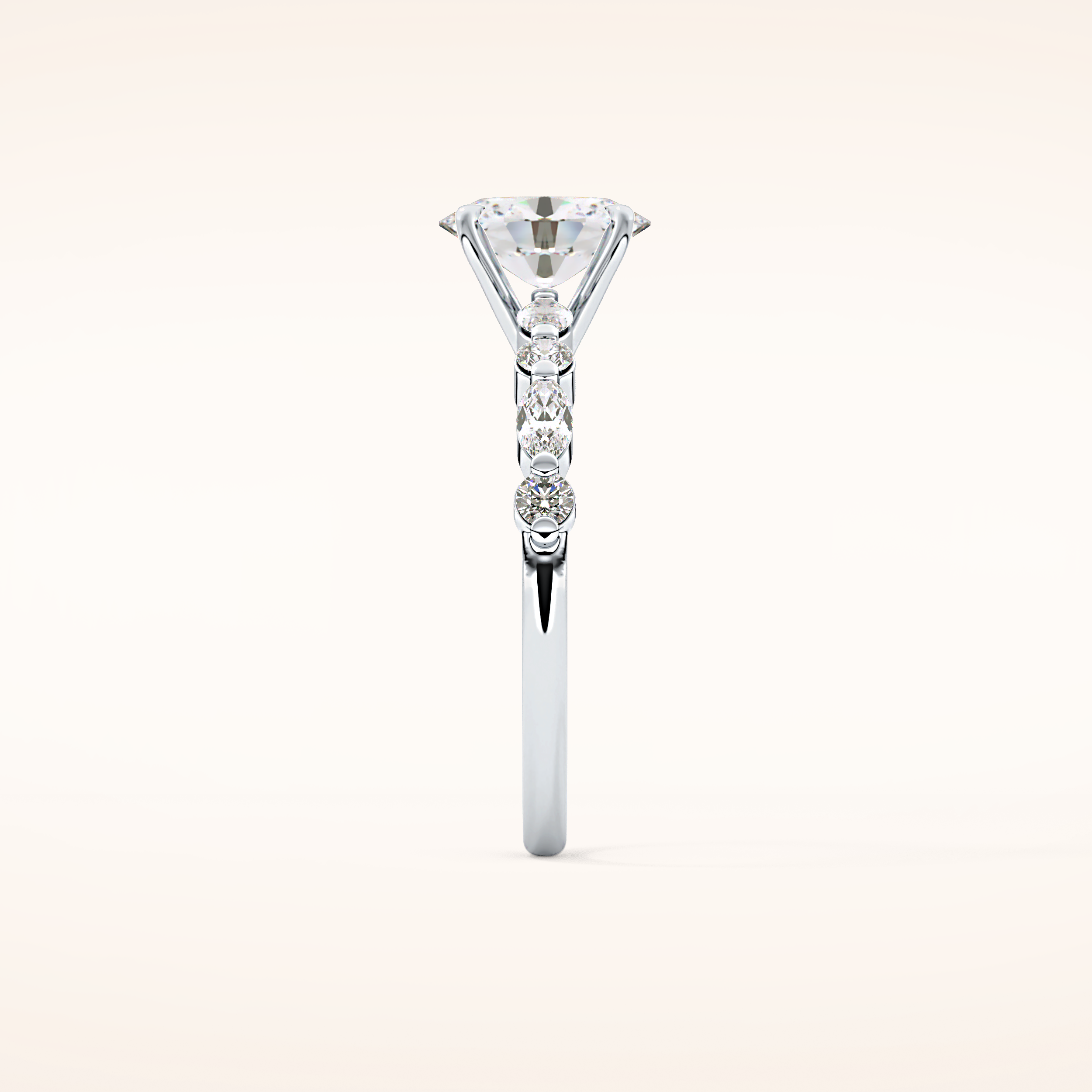 0.91 CT Oval Shaped Pave Moissanite Engagement Ring