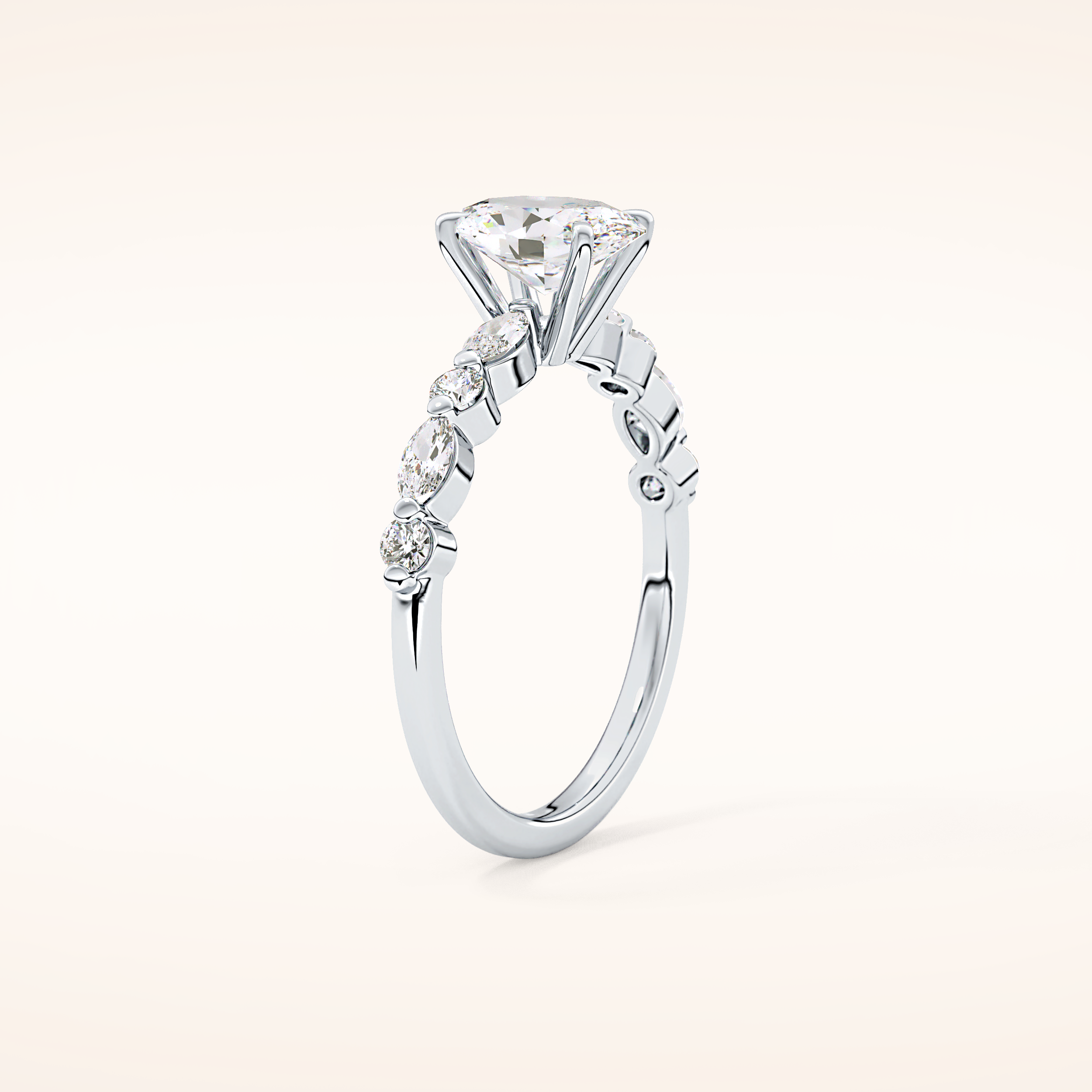 0.91 CT Oval Shaped Pave Moissanite Engagement Ring