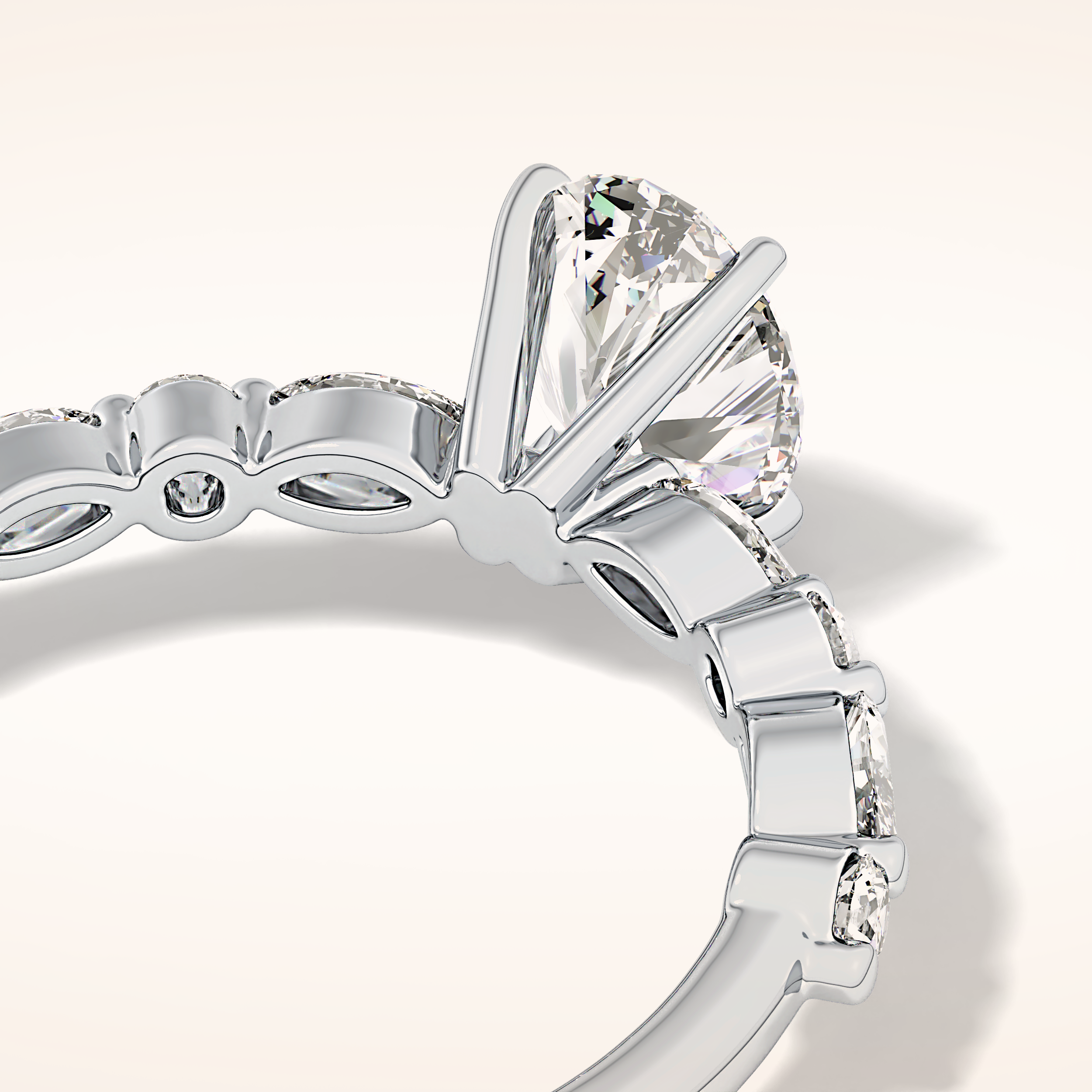 0.91 CT Oval Shaped Pave Moissanite Engagement Ring